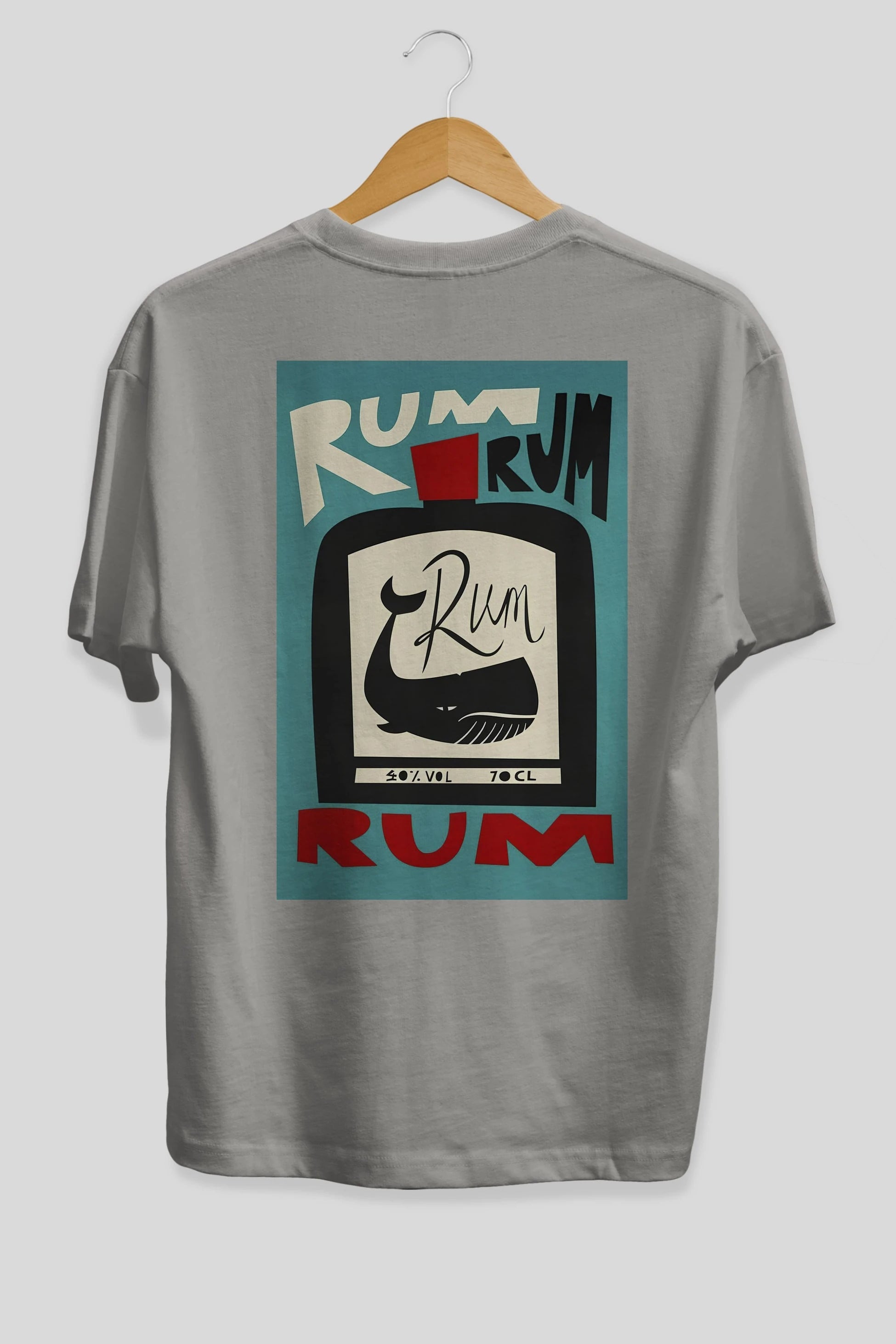 Rum Arka Baskılı Oversize t-shirt Erkek Kadın Unisex %100 Pamuk Bisiklet Yaka tişort