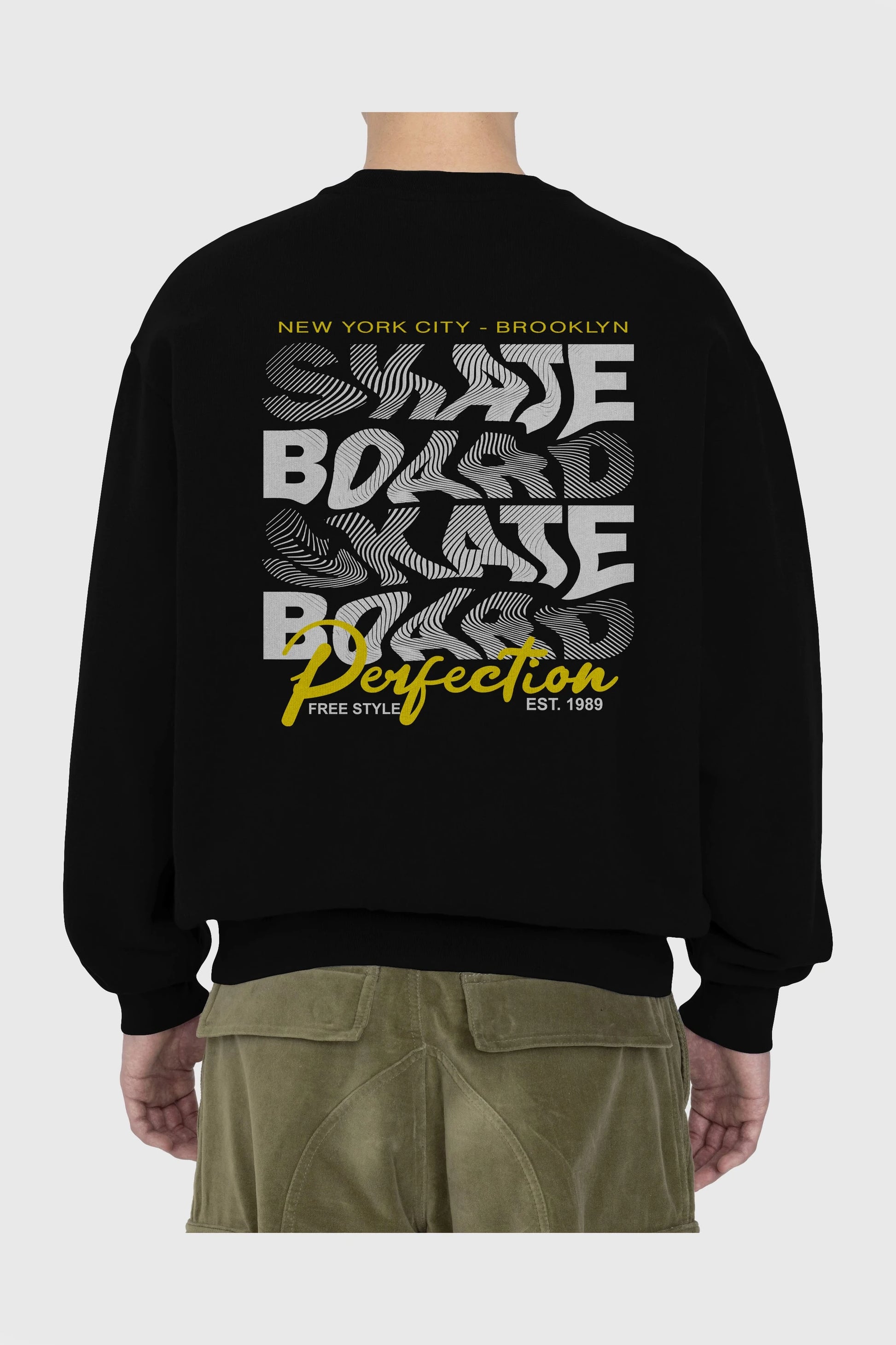 New York City and Brooklyn Arka Baskılı Oversize Sweatshirt Erkek Kadın Unisex