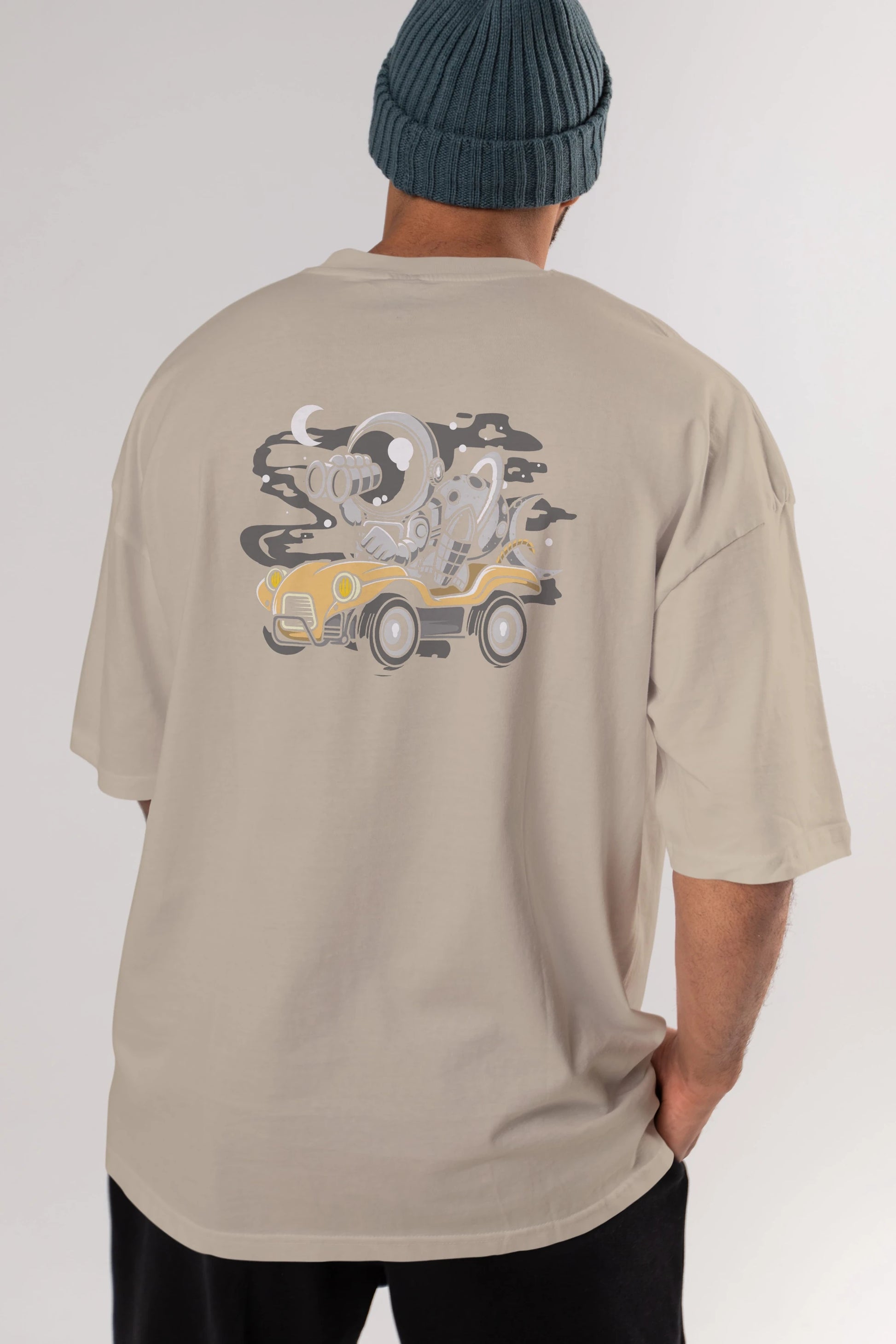 Astronaut Adventure Arka Baskılı Oversize t-shirt Erkek Kadın Unisex