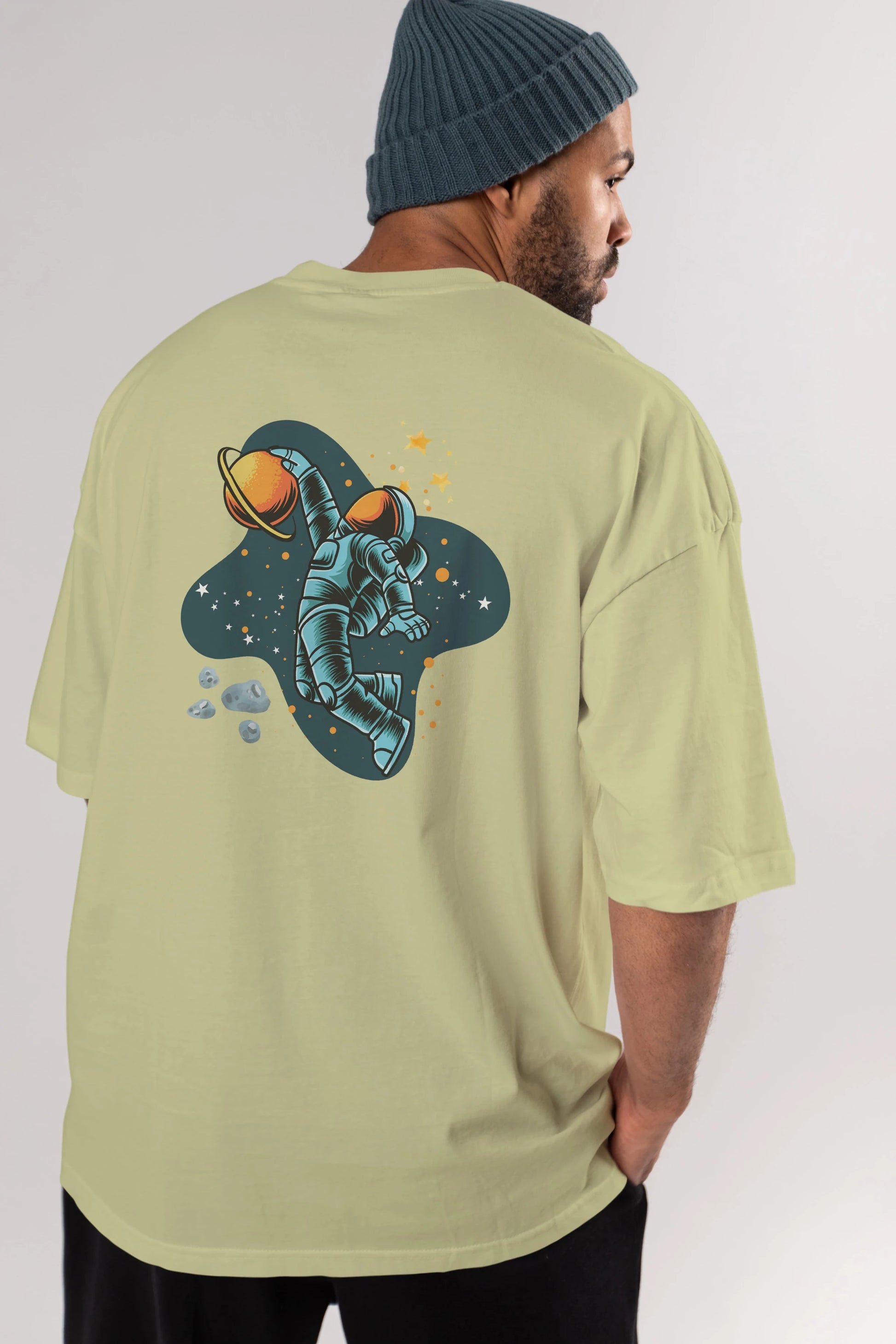 Astronot Basketbol Arka Baskılı Oversize t-shirt Erkek Kadın Unisex