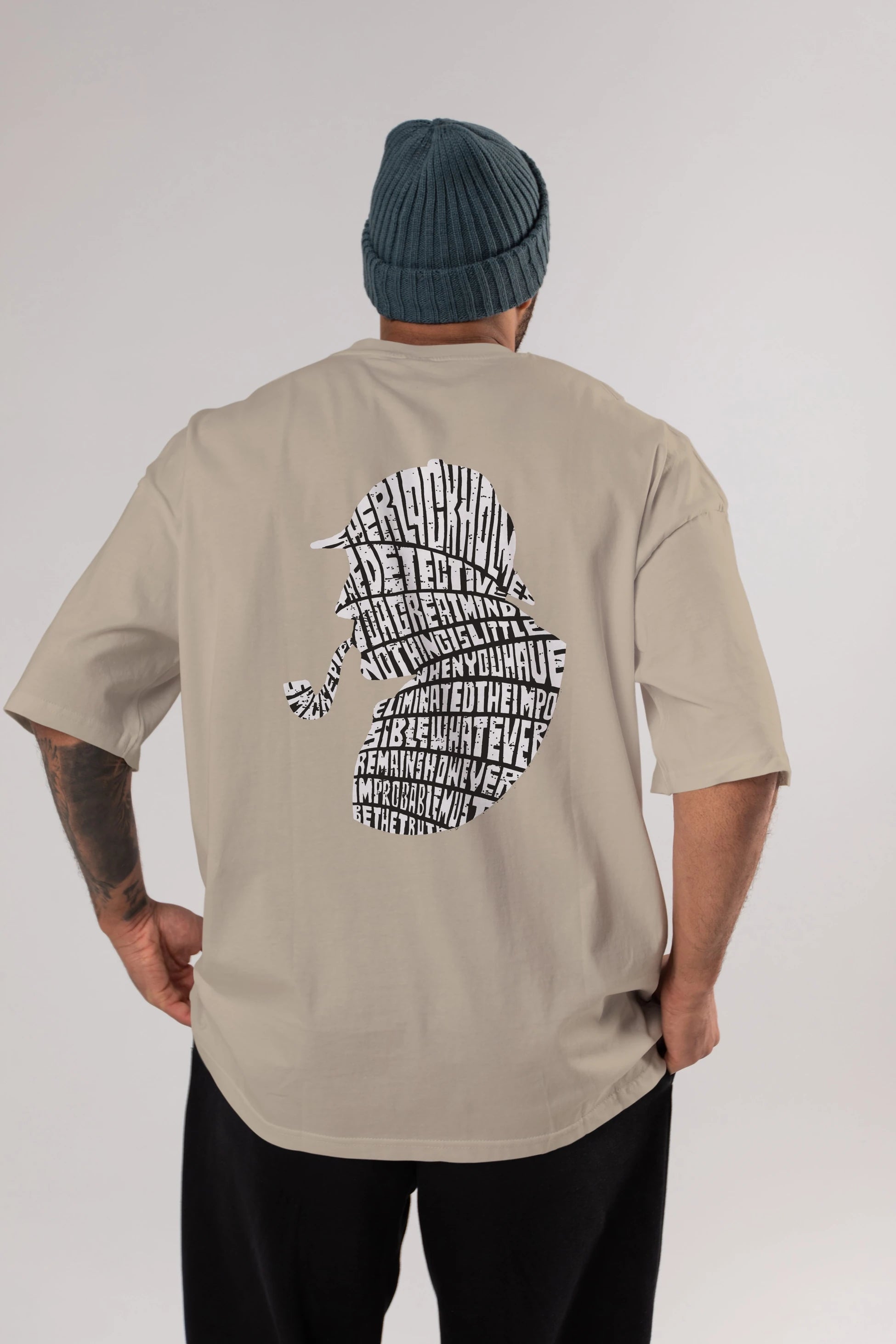 Holmes Arka Baskılı Oversize t-shirt %100 pamuk Erkek Kadın Unisex