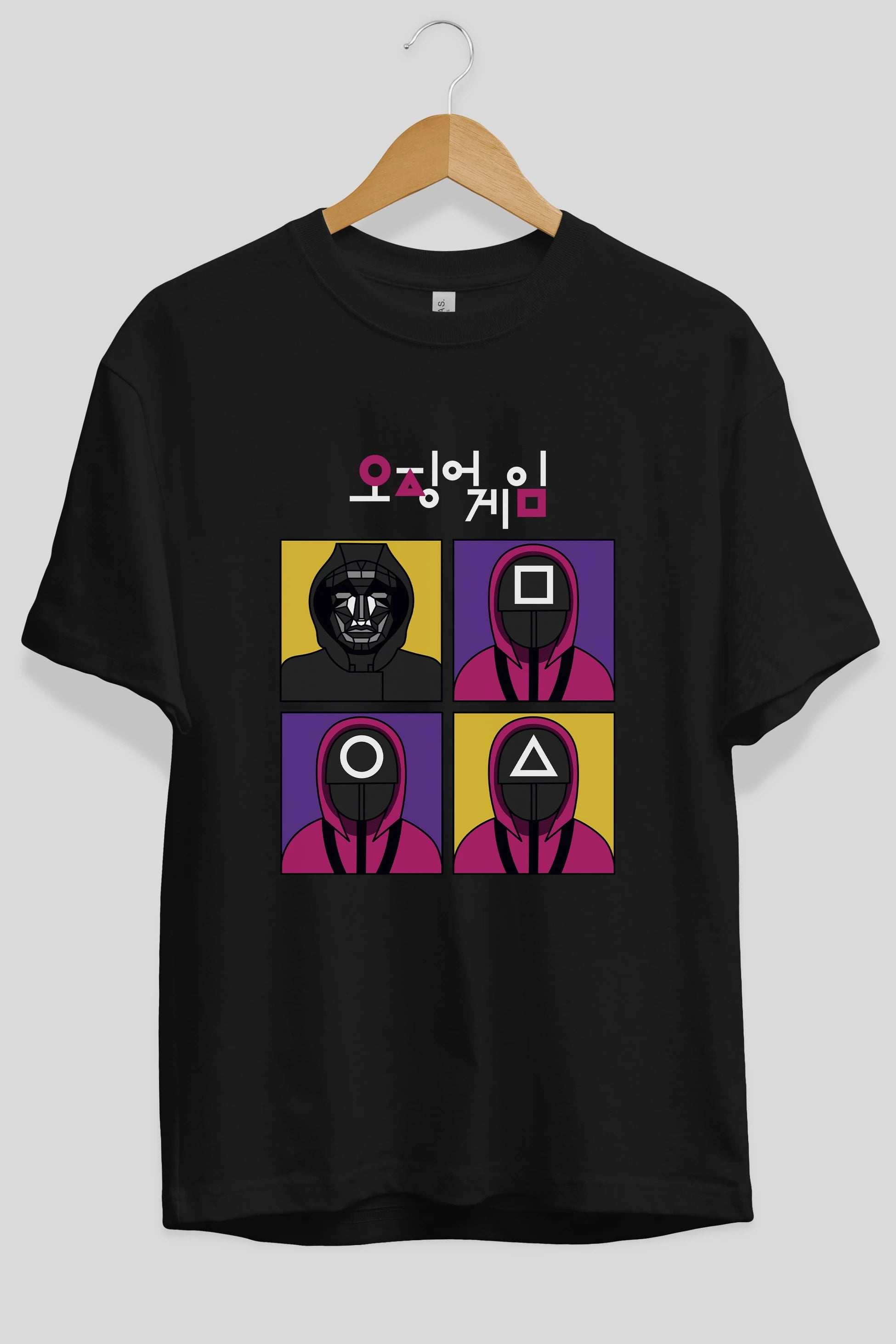 Squid Game (1) Ön Baskılı Oversize t-shirt Erkek Kadın Unisex %100 Pamuk Bisiklet Yaka tişort