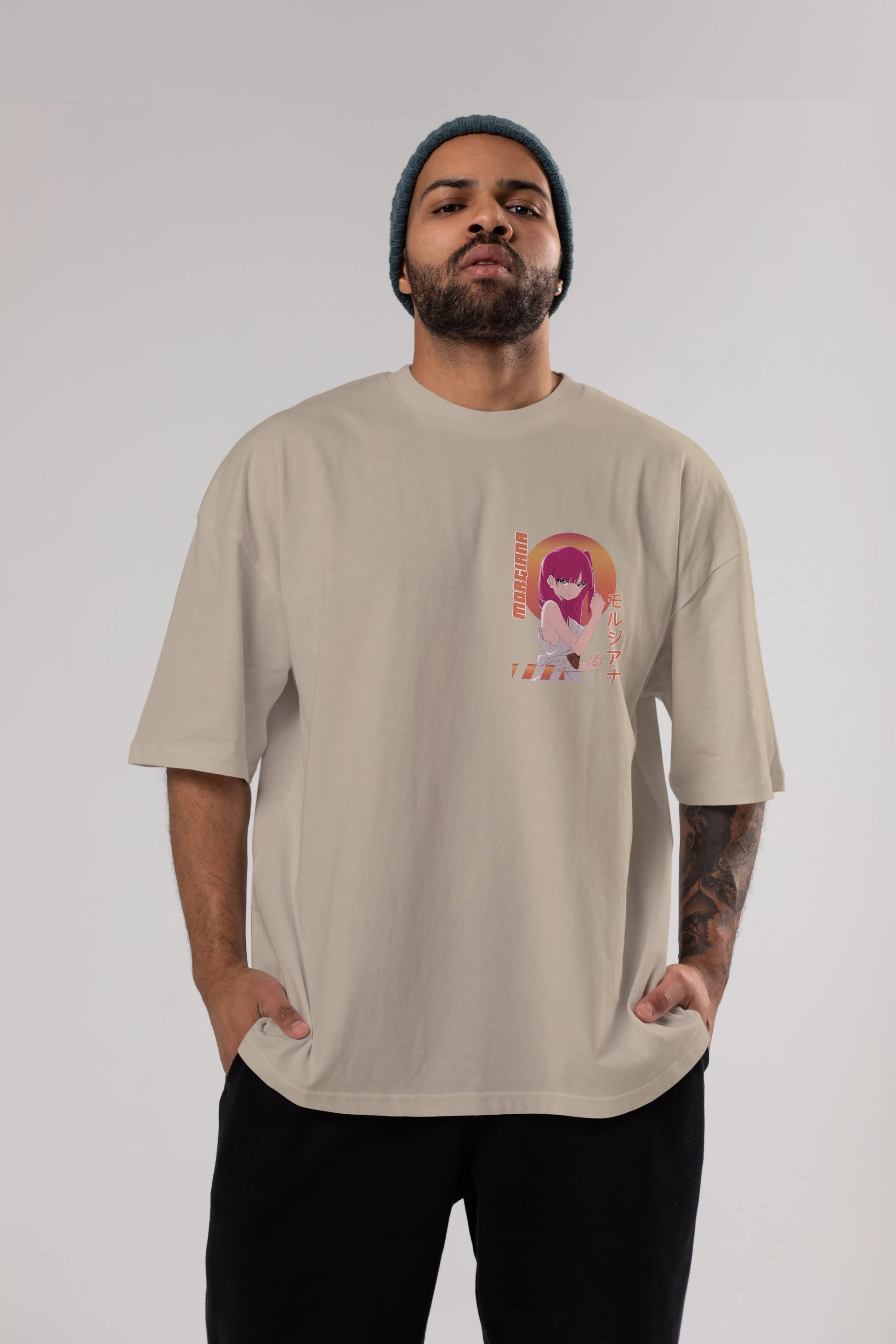 Morgiana 5 Ön Sol Baskılı Oversize t-shirt Erkek Kadın Unisex %100 Pamuk Bisiklet Yaka tişort