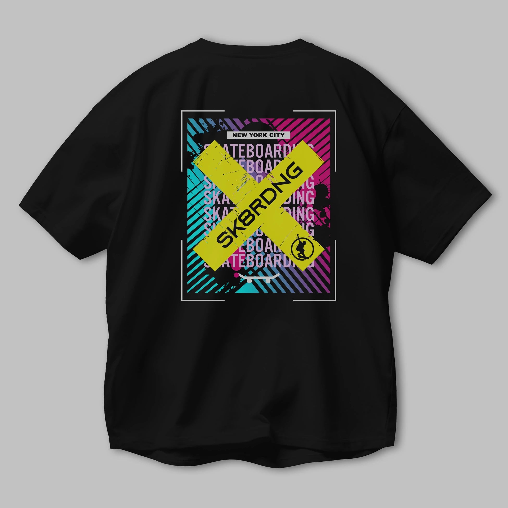 Skatebording Arka Baskılı Oversize t-shirt Erkek Kadın Unisex