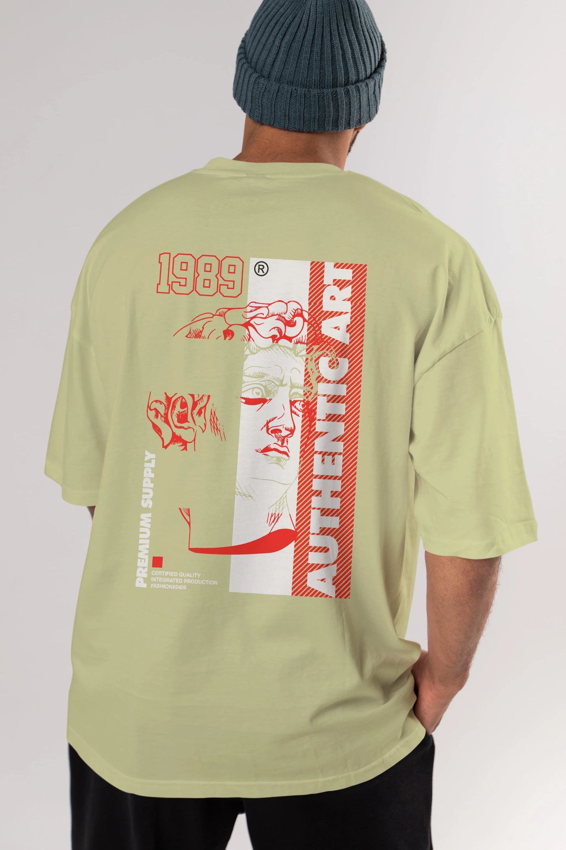 Authentic Art Arka Baskılı Oversize t-shirt Erkek Kadın Unisex
