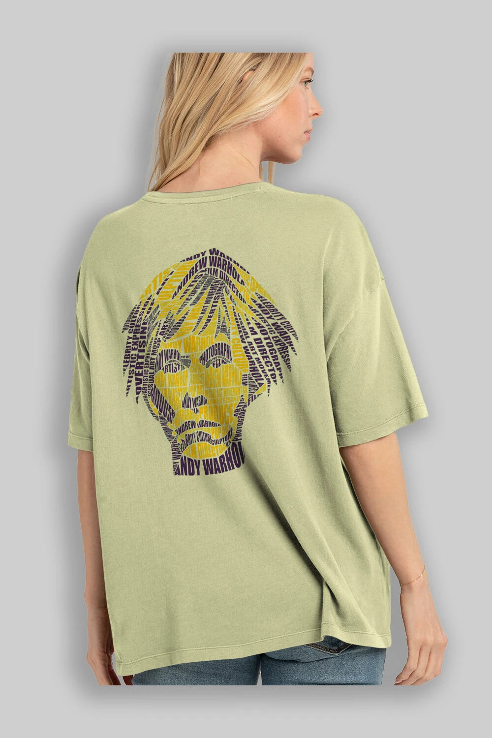 Andy Warhol Calligram Arka Baskılı Oversize t-shirt %100 pamuk Erkek Kadın Unisex