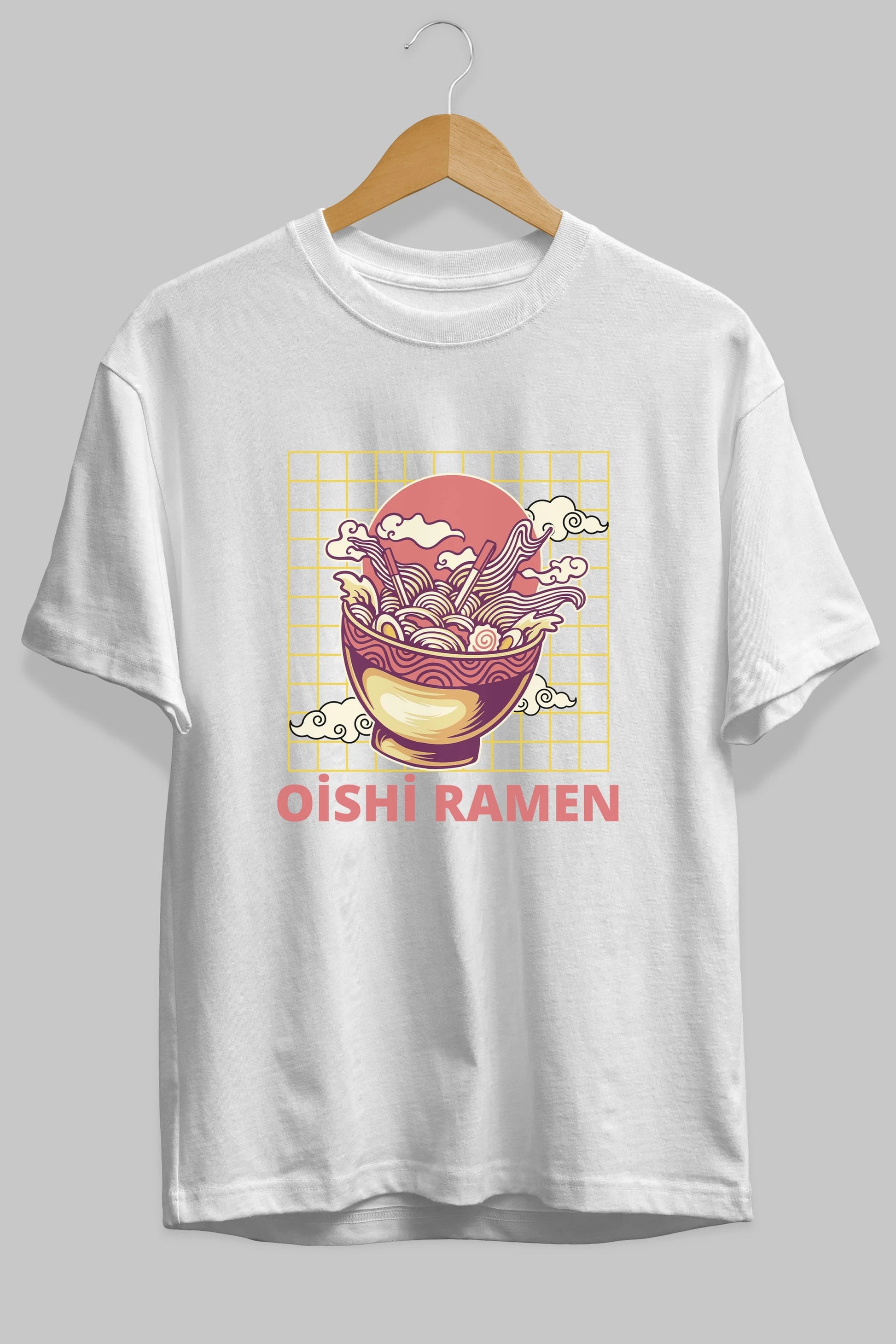 Oishi Ramen Yazılı Ön Baskılı Oversize t-shirt Erkek Kadın Unisex