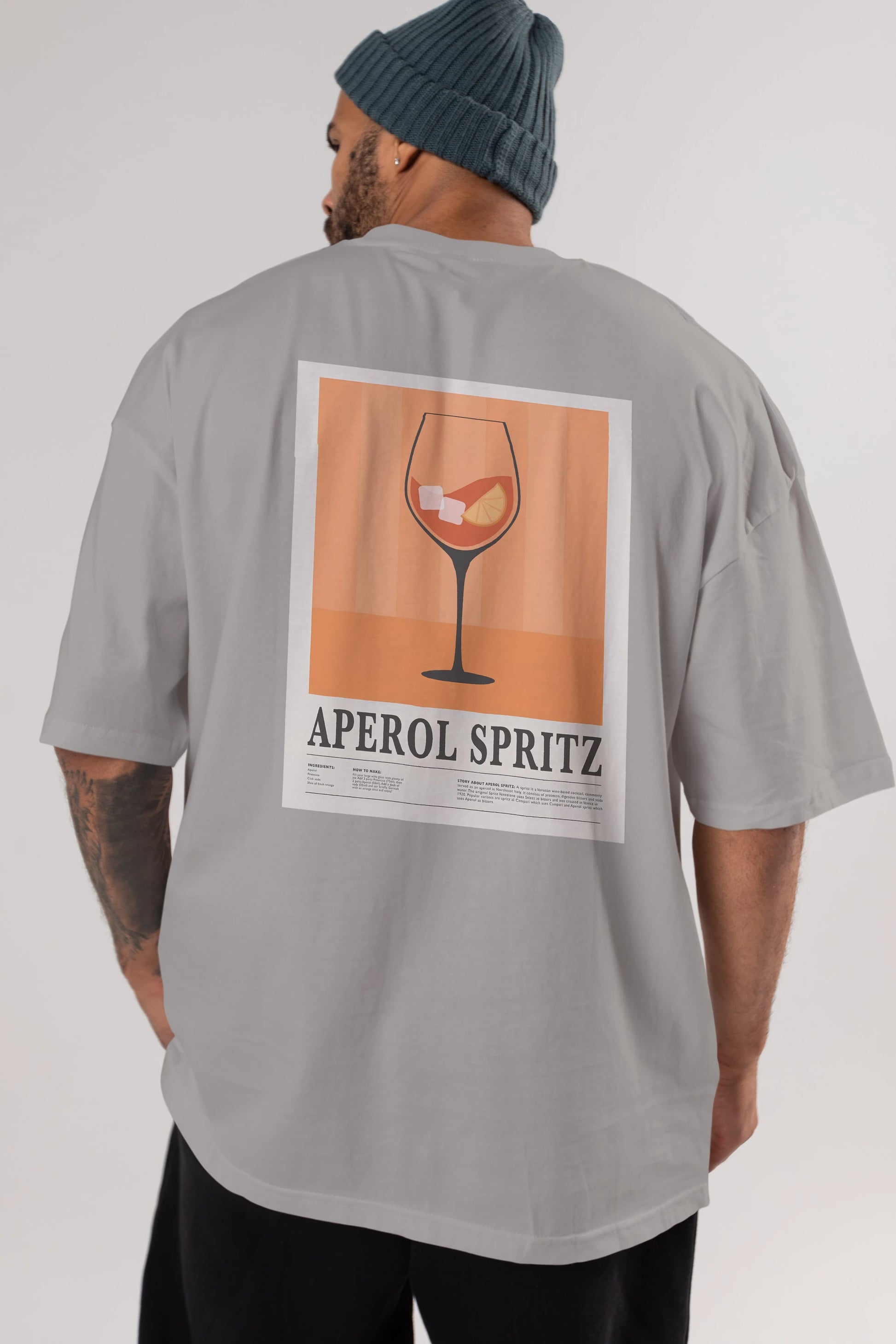 Aperol Spritz 8 Arka Baskılı Oversize t-shirt Erkek Kadın Unisex %100 Pamuk Bisiklet Yaka tişort