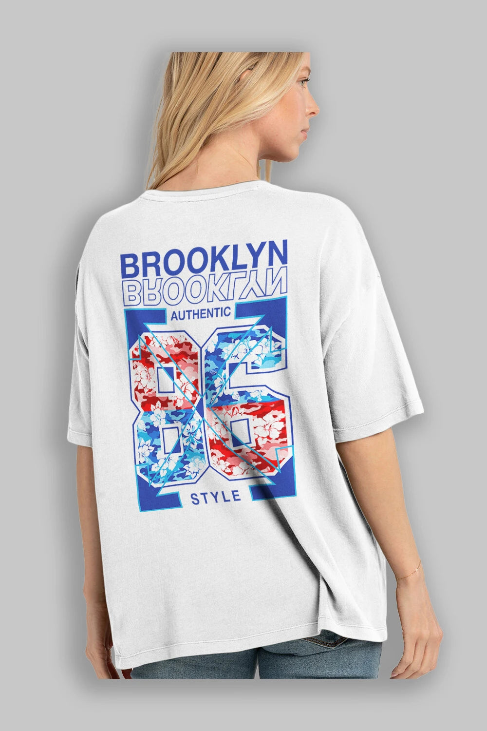 Brooklyn 86 Style Arka Baskılı Oversize t-shirt Erkek Kadın Unisex