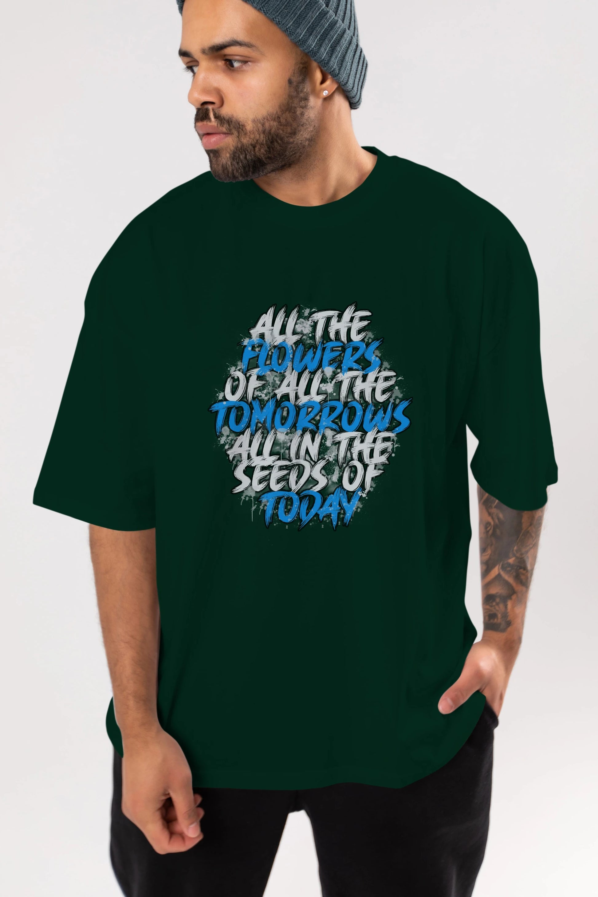All The Flowers Ön Baskılı Oversize t-shirt Erkek Kadın Unisex