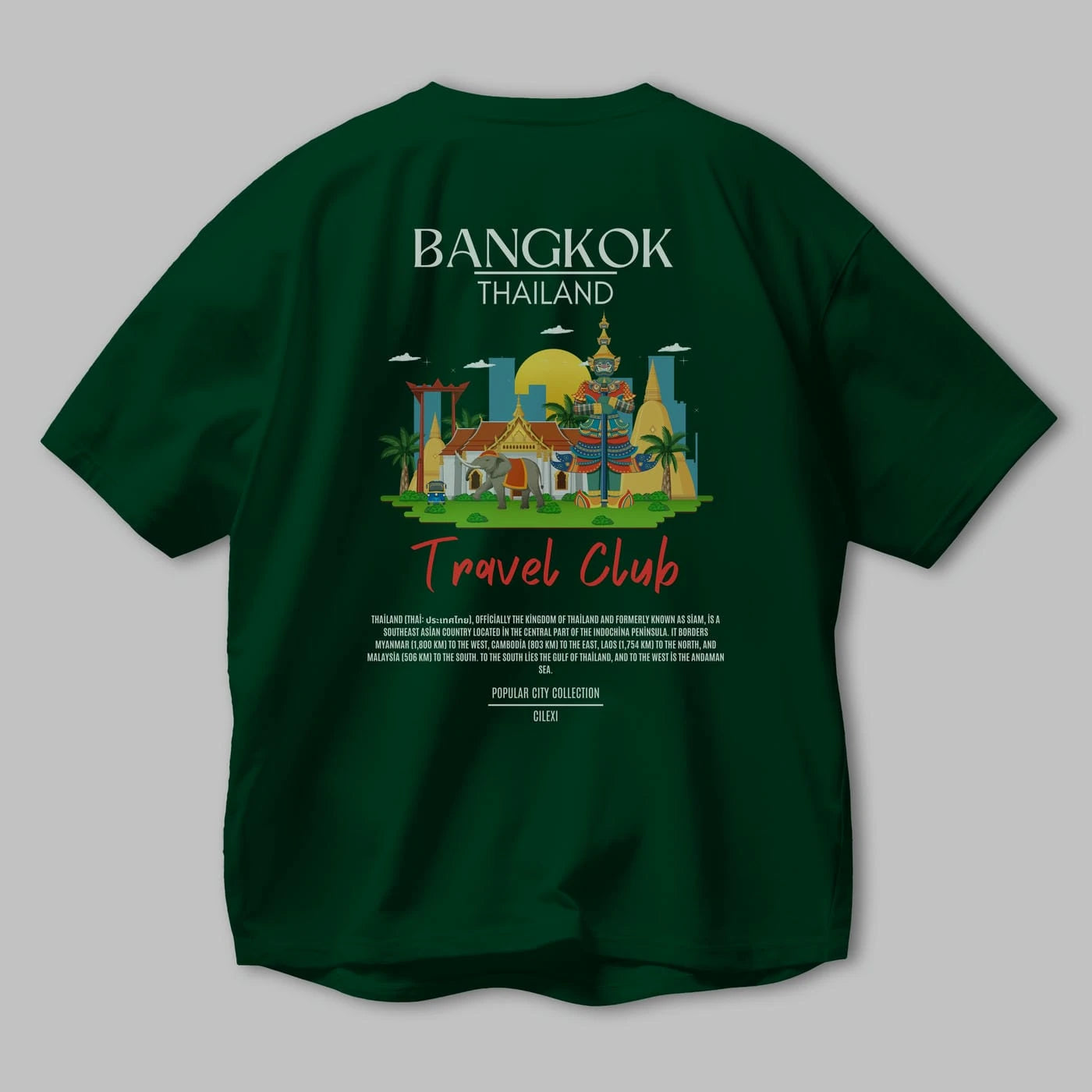 Bangkok Tailand Arka Baskılı Oversize t-shirt Erkek Kadın Pamuk Bisiklet Yaka tişort