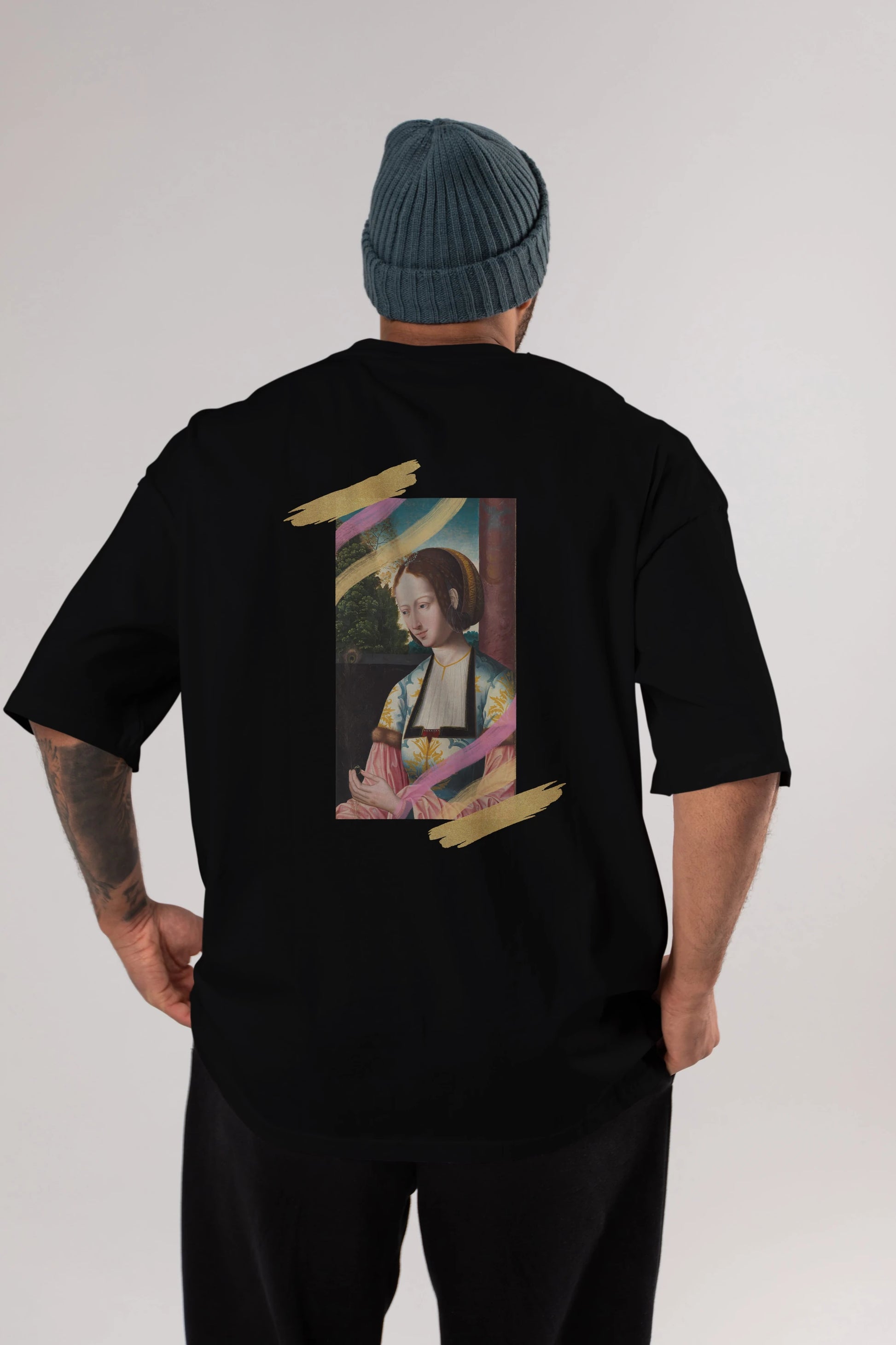 Woman Portrait Arka Baskılı Oversize t-shirt Erkek Kadın Unisex
