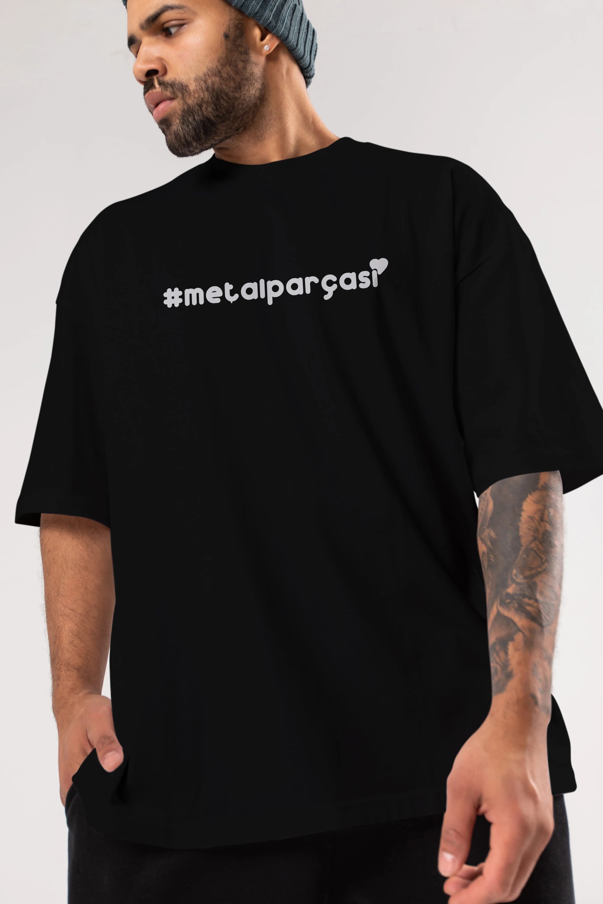 Metalparçası Ön Baskılı Oversize t-shirt %100 pamuk Erkek Kadın Unisex