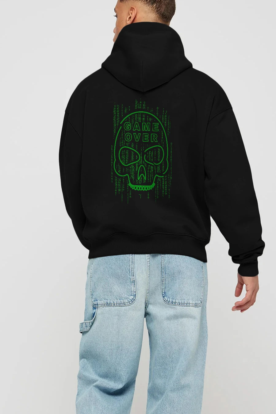 Game Over Arka Baskılı Hoodie Oversize Kapüşonlu Sweatshirt Erkek Kadın Unisex