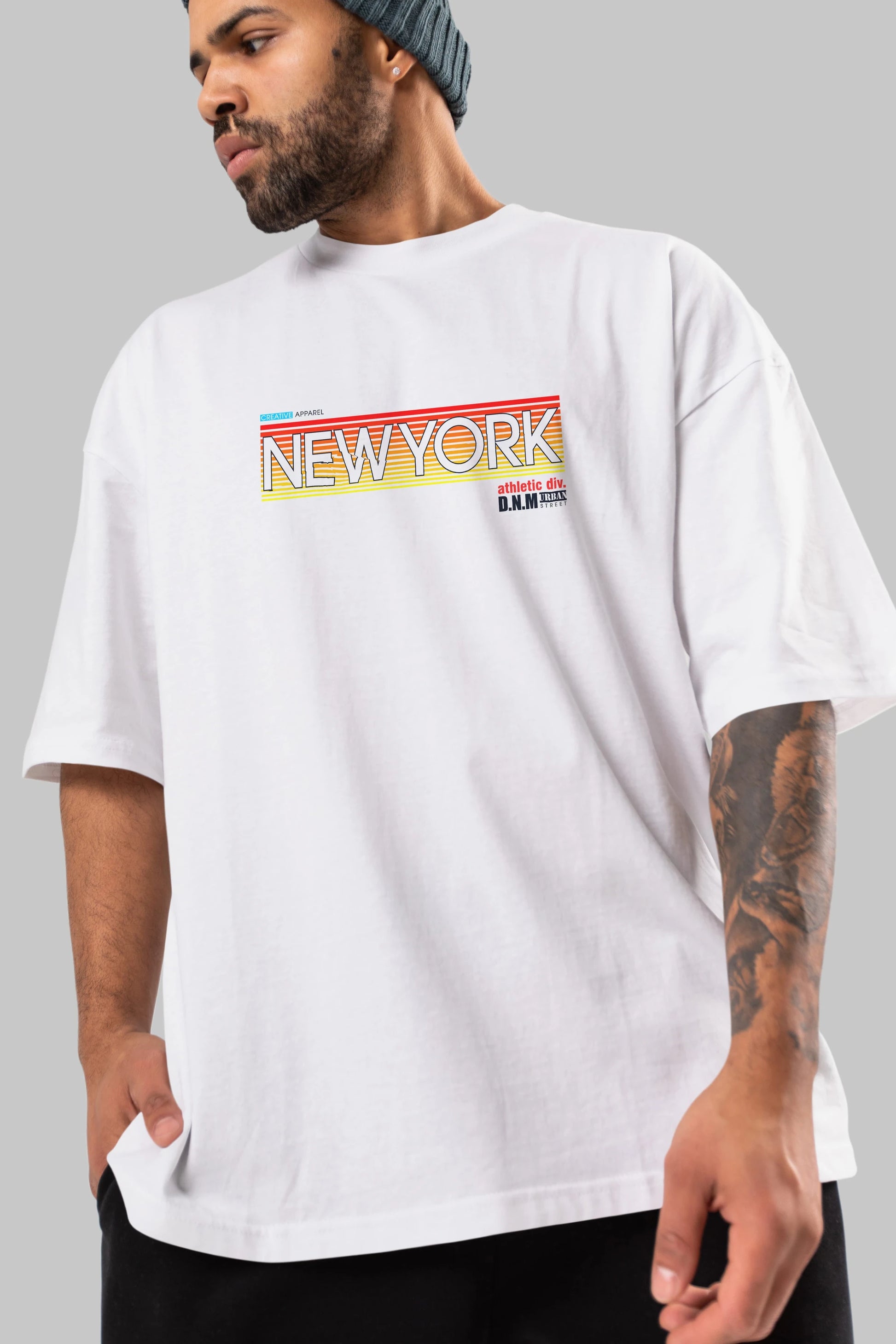 New York Denim Ön Baskılı Oversize t-shirt Erkek Kadın Unisex