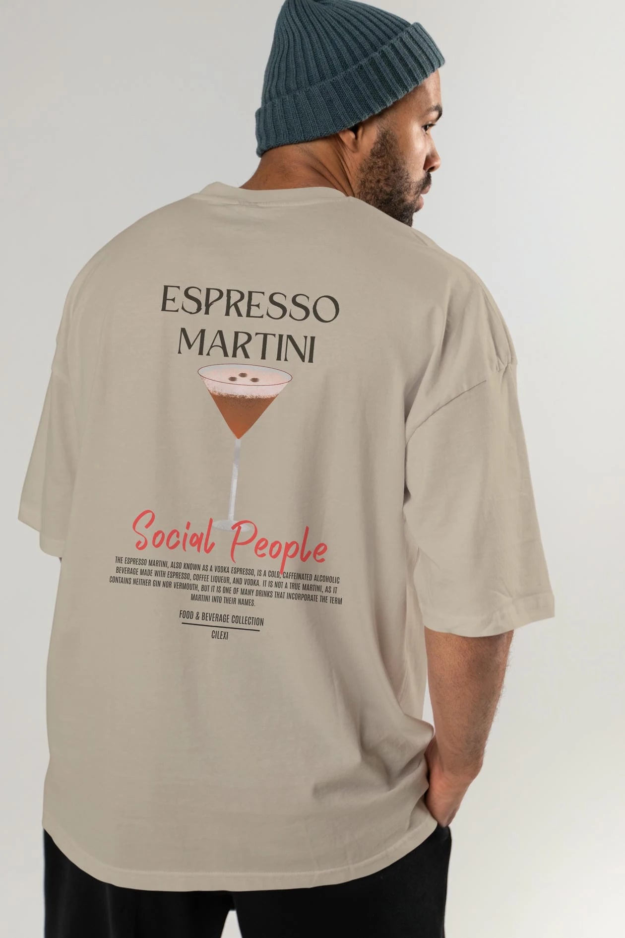 Espresso Martını Kokteyl Serisi Baskılı Oversize t-shirt Erkek Kadın Unisex %100 Pamuk Bisiklet Yaka tişort