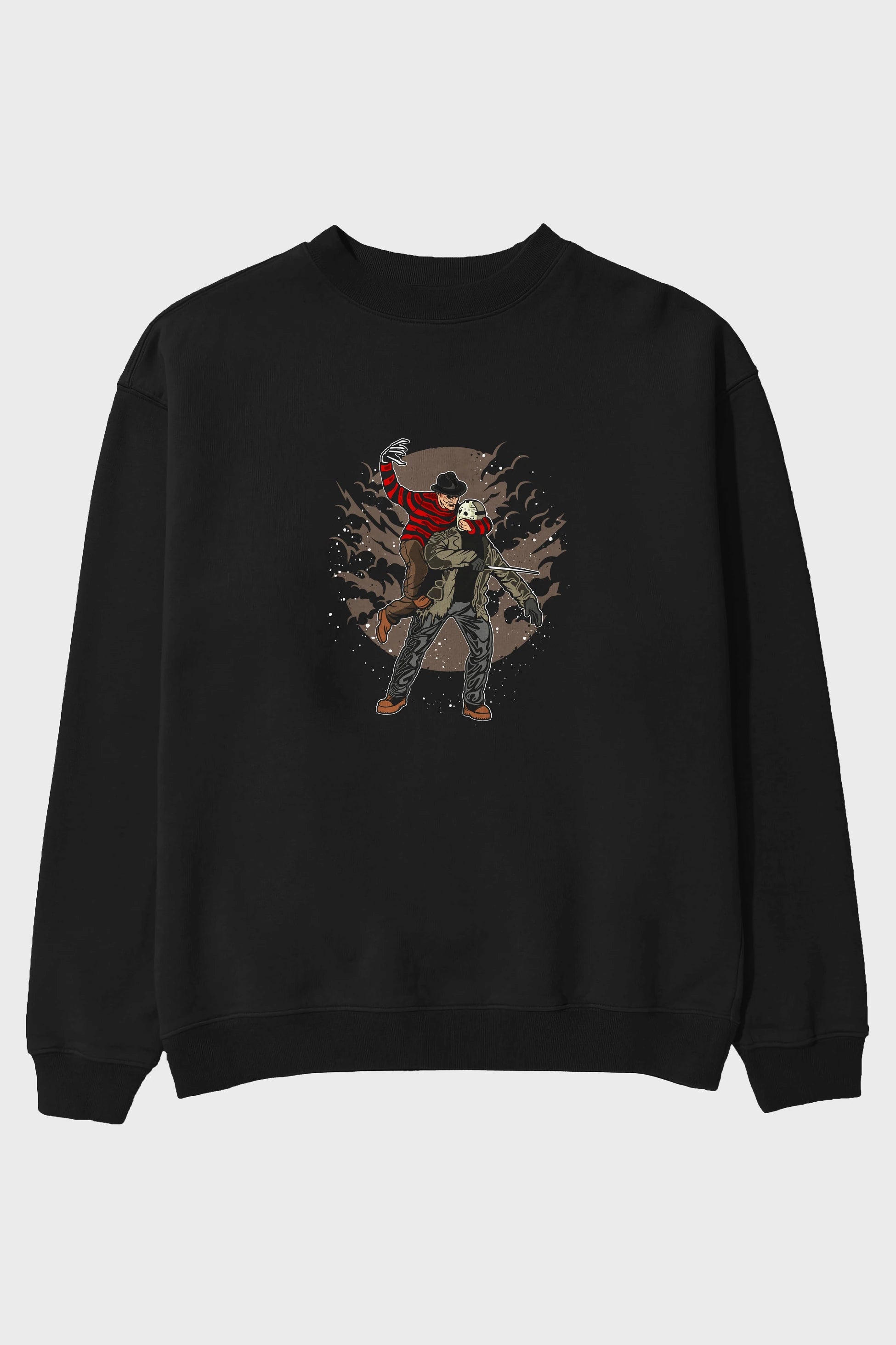 FREDDY VS JASON Ön Baskılı Oversize Sweatshirt Erkek Kadın Unisex