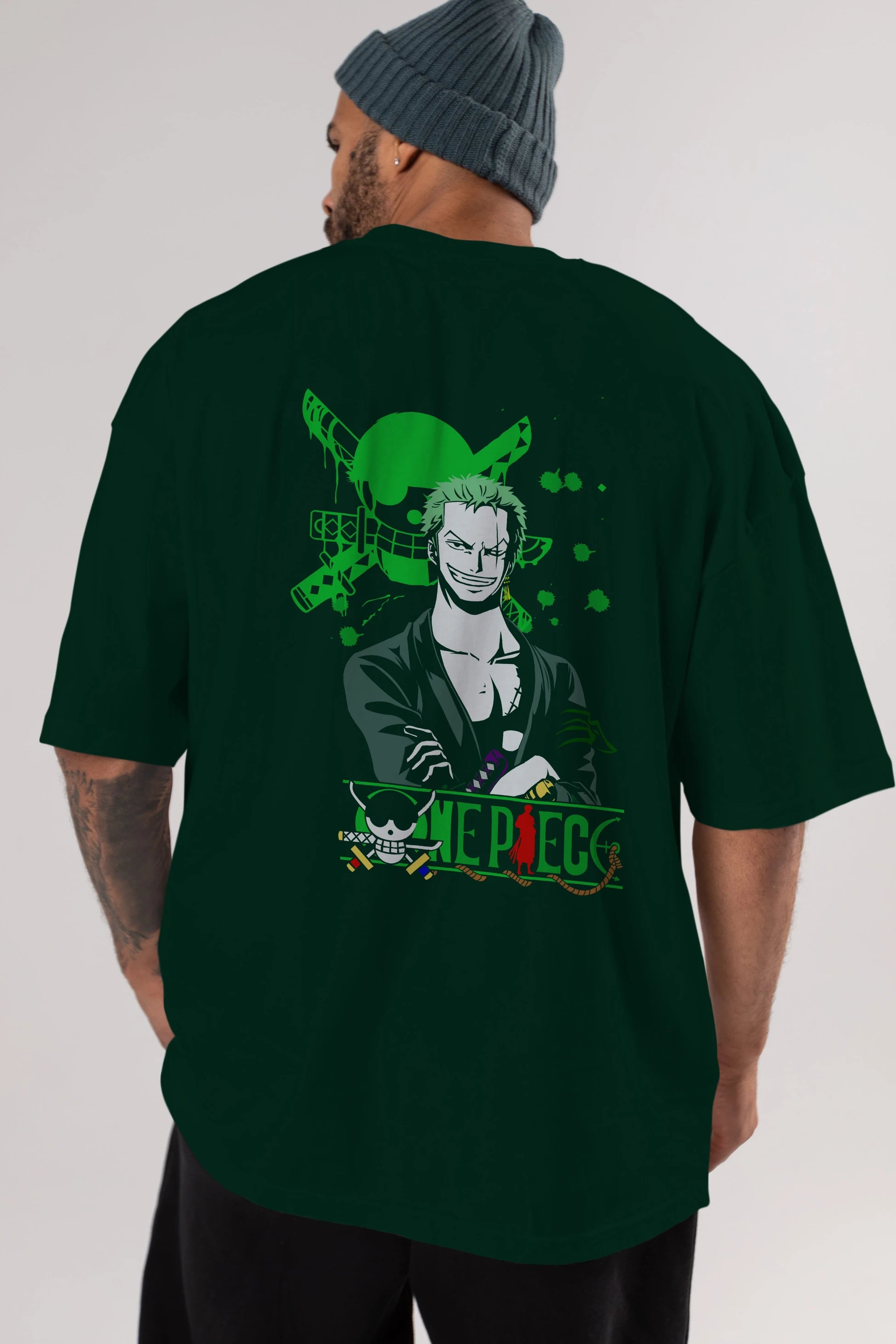 Roronoa Zoro 2 Anime Arka Baskılı Oversize t-shirt Erkek Kadın Unisex %100 pamuk tişort