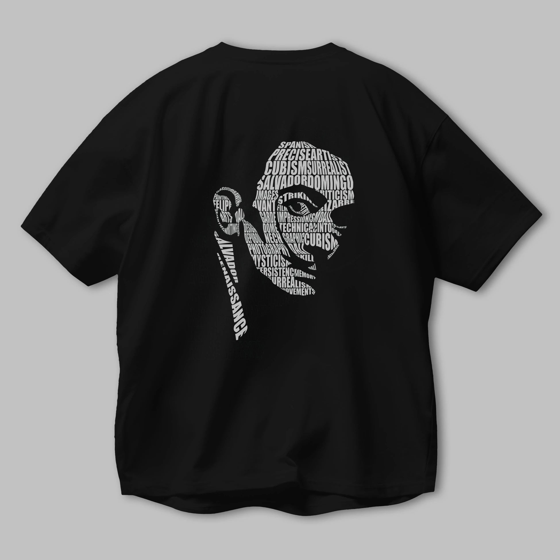 Salvador Dali Calligram Arka Baskılı Oversize t-shirt %100 pamuk Erkek Kadın Unisex