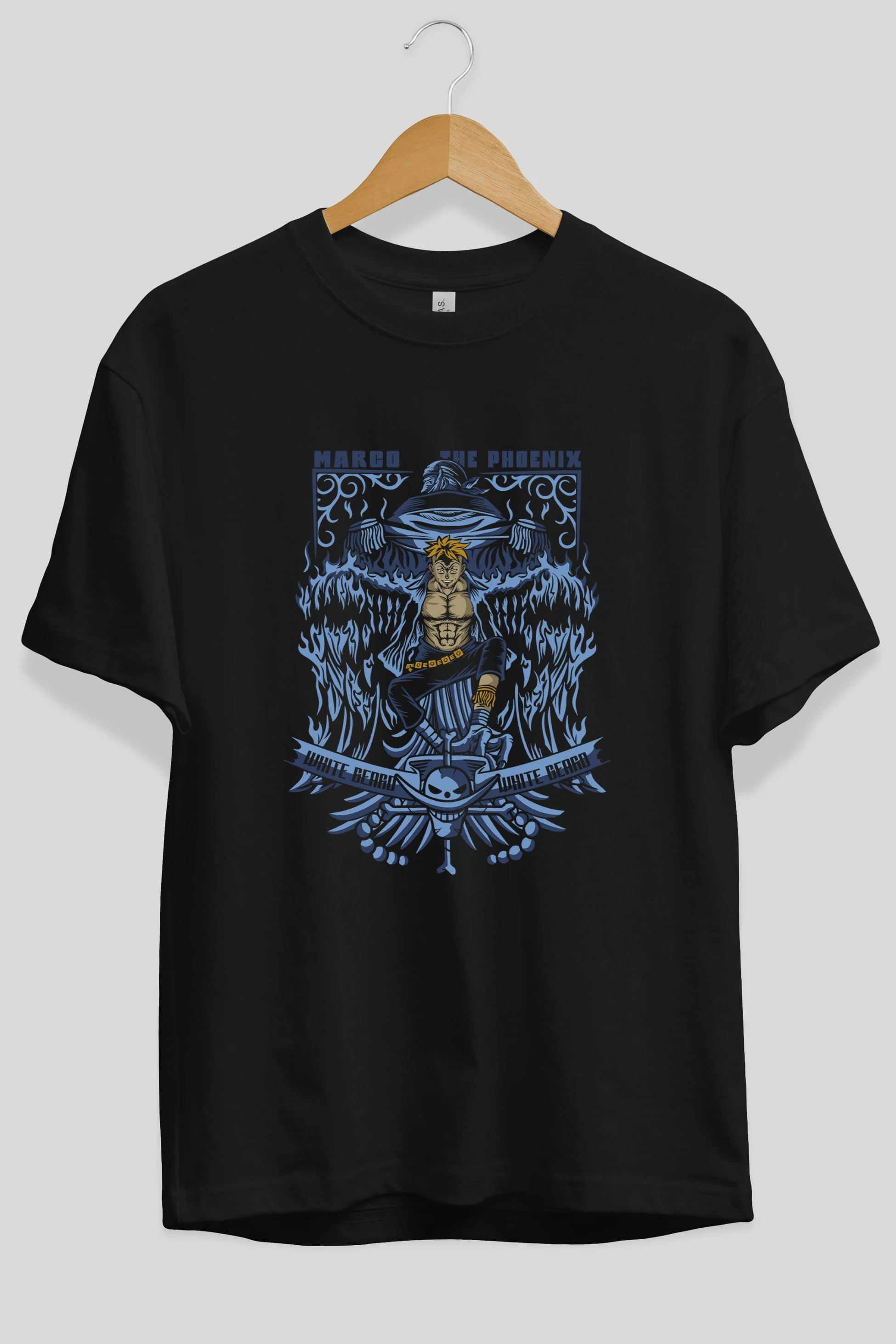 MARCO EL FENIX One Piece Anime Ön Baskılı Oversize t-shirt %100 pamuk Erkek Kadın Unisex