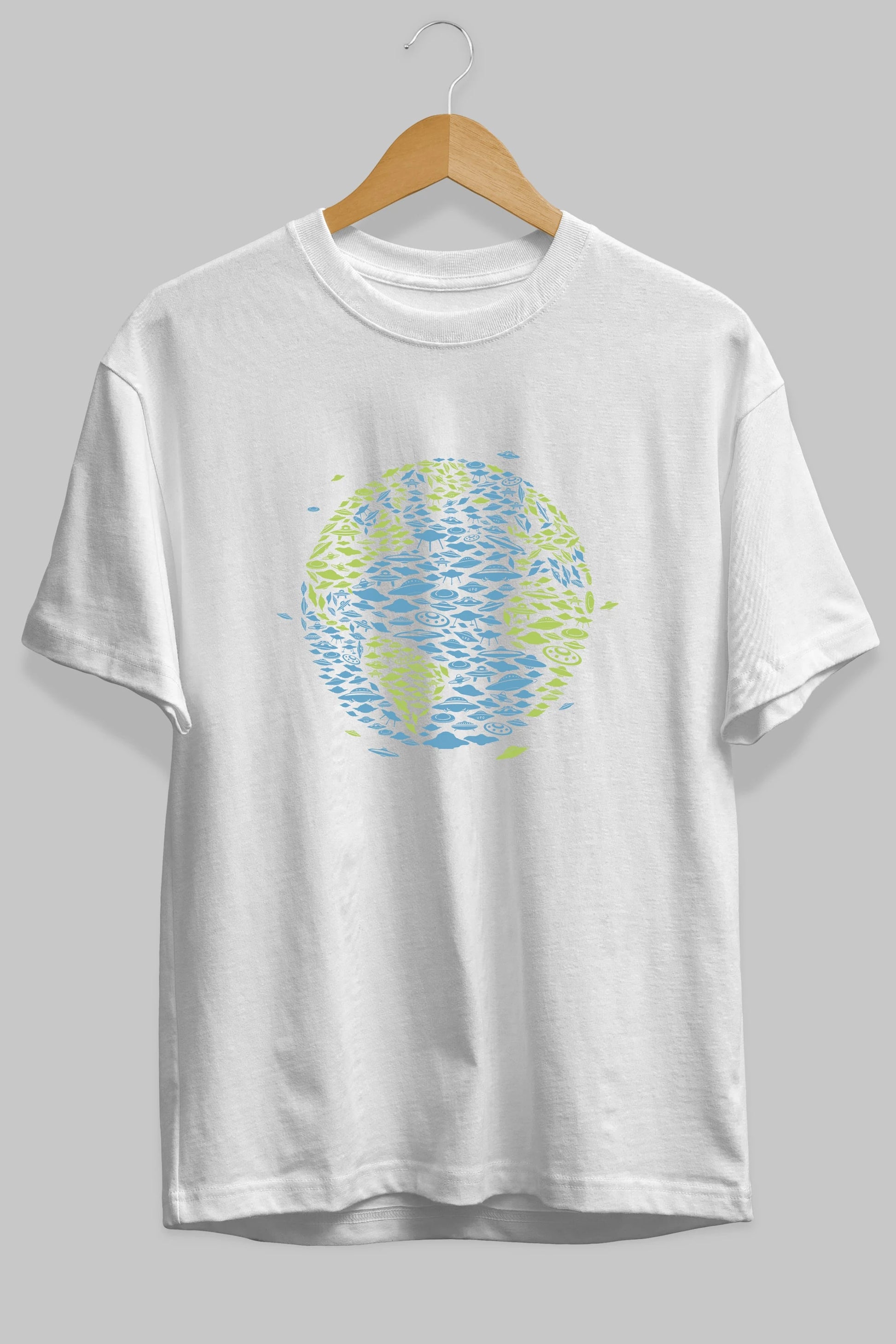 UFO Invasion Ön Baskılı Oversize t-shirt %100 pamuk Erkek Kadın Unisex