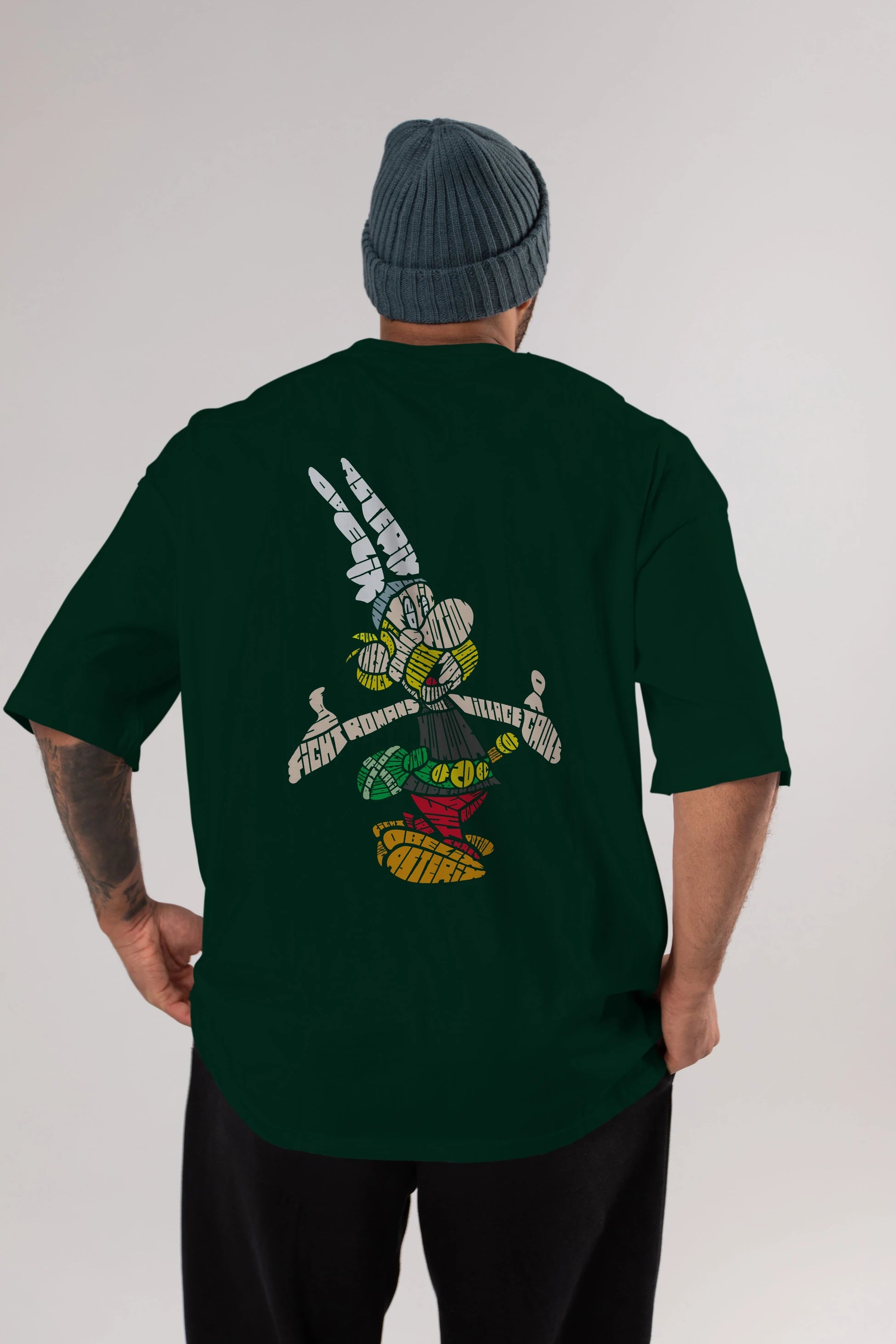 Asterix Arka Baskılı Oversize t-shirt %100 pamuk Erkek Kadın Unisex