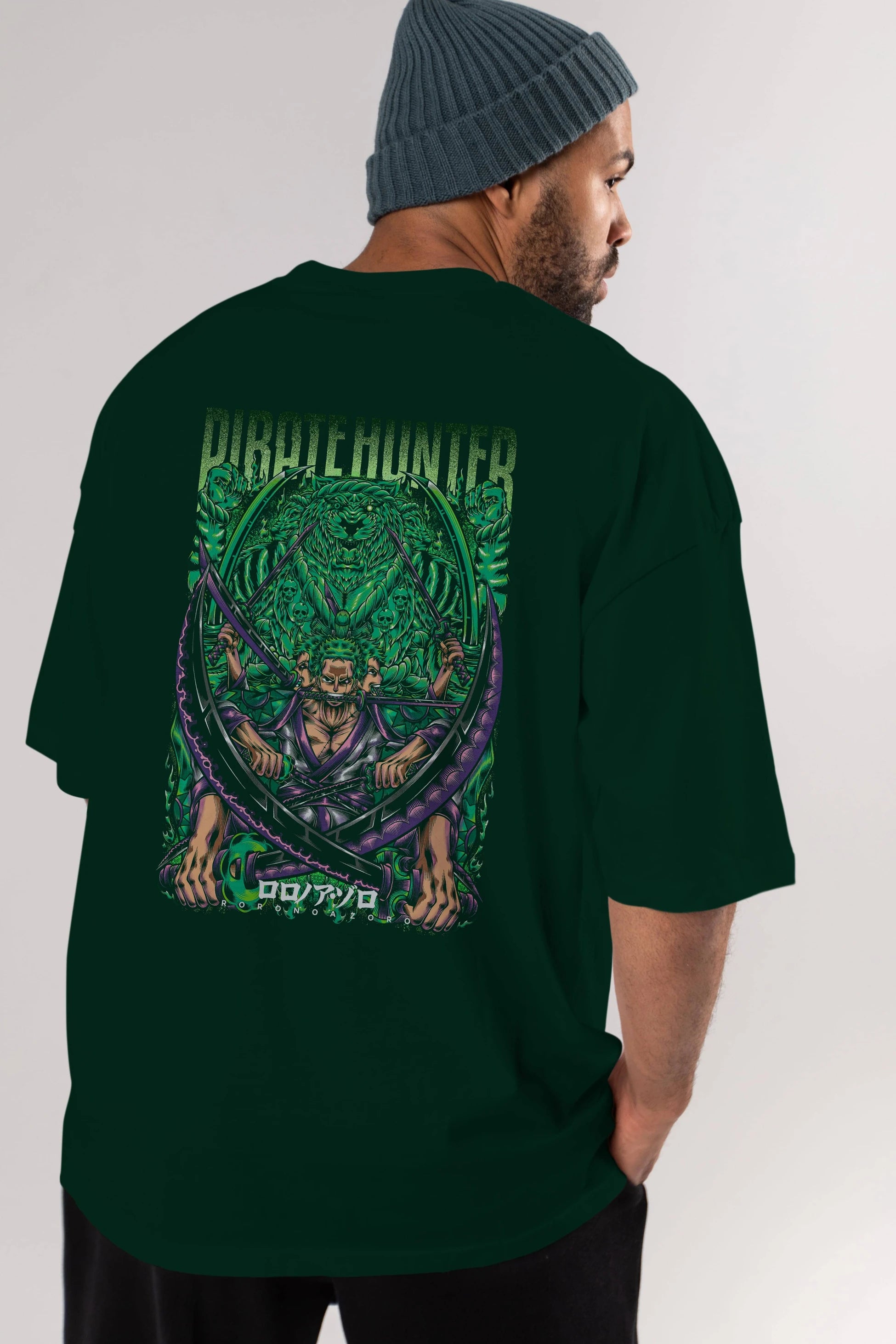 RORONOA ZORO 3 Anime Arka Baskılı Oversize t-shirt Erkek Kadın Unisex