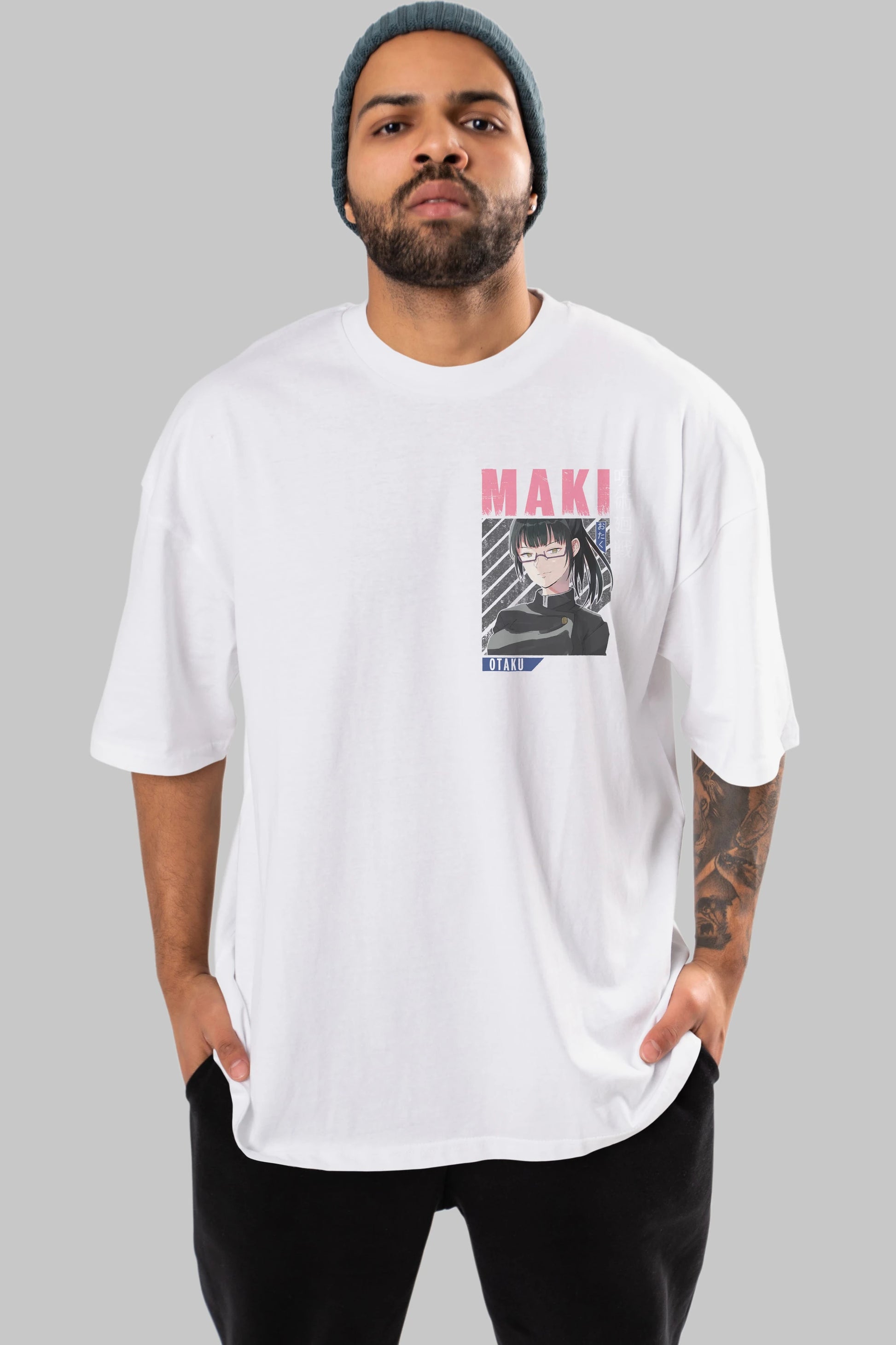 Maki Zenin CHAINSAWMAN 1 Ön Sol Baskılı Oversize t-shirt Erkek Kadın Unisex %100 Pamuk Bisiklet Yaka tişort
