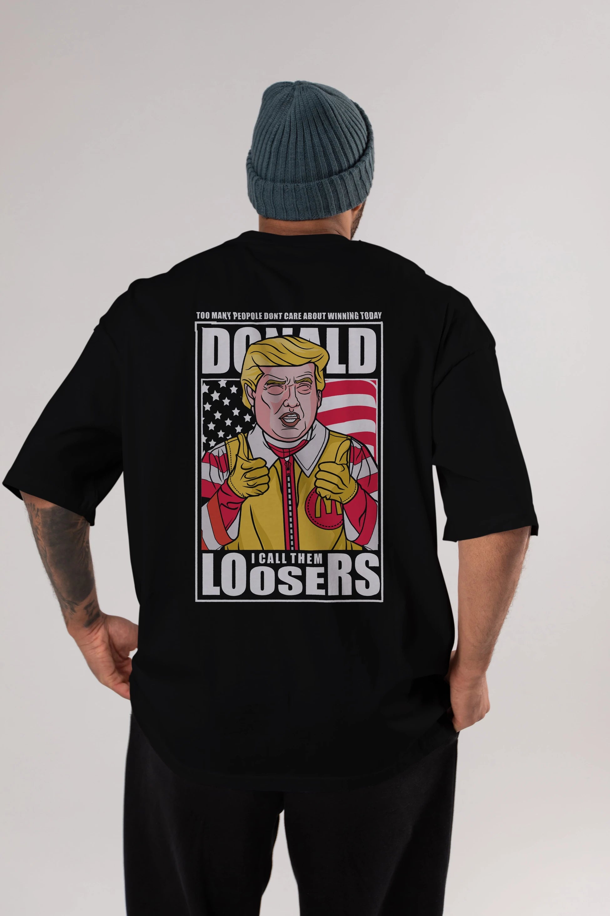 Ronald Trump Arka Baskılı Oversize t-shirt Erkek Kadın Unisex %100 Pamuk tişort