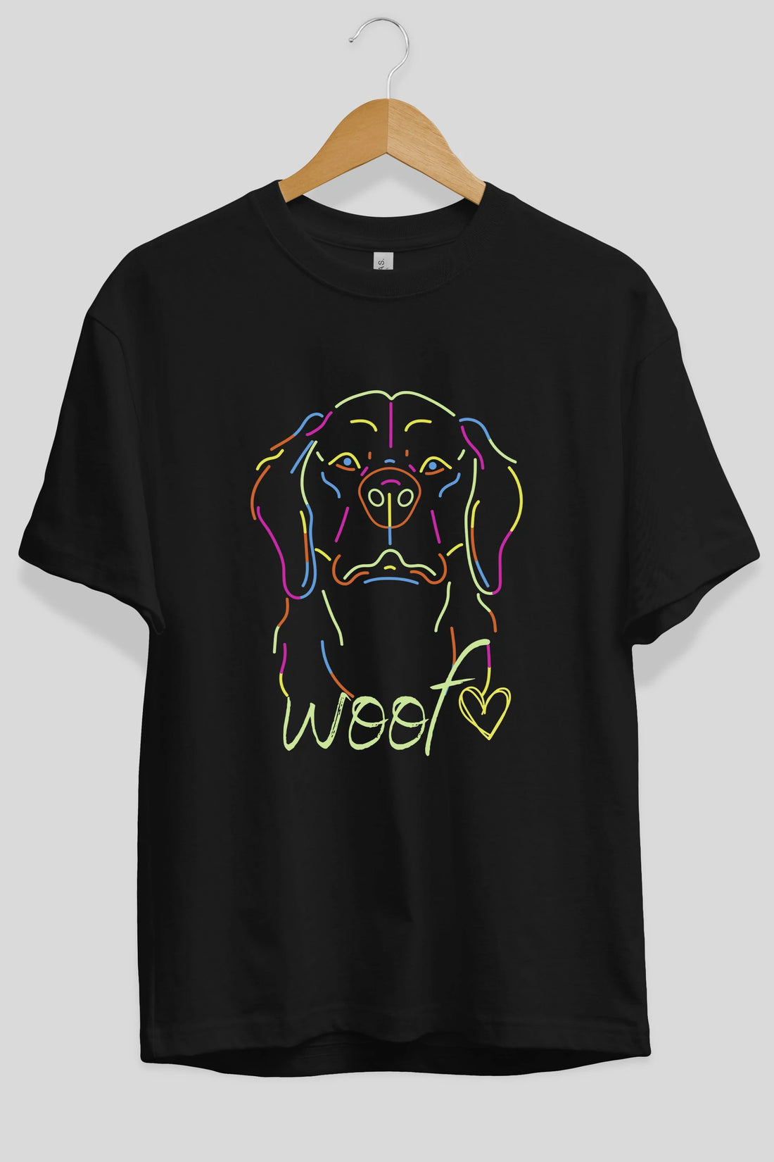 Neon Dog Ön Baskılı Oversize t-shirt Erkek Kadın Unisex