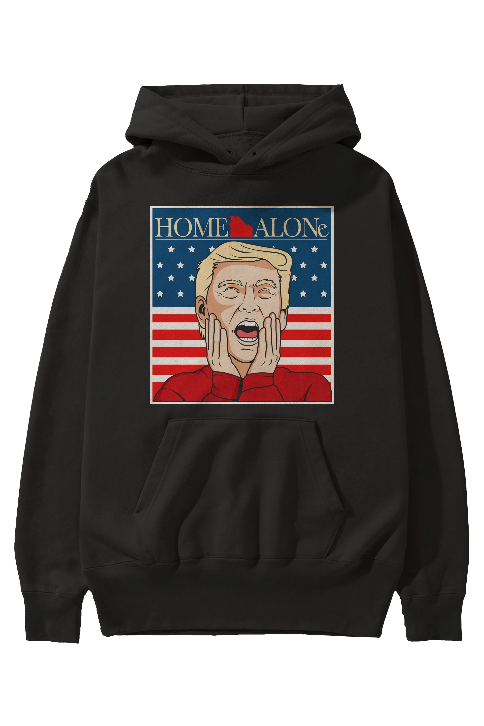 Home Alone Trump Ön Baskılı Hoodie Oversize Kapüşonlu Sweatshirt Erkek Kadın Unisex
