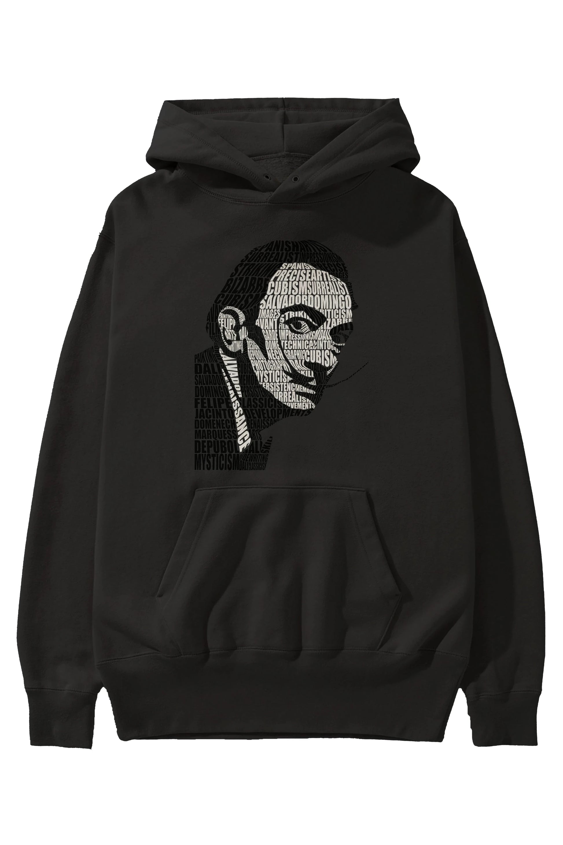 Salvador Dali Calligram Ön Baskılı Hoodie Oversize Kapüşonlu Sweatshirt Erkek Kadın Unisex