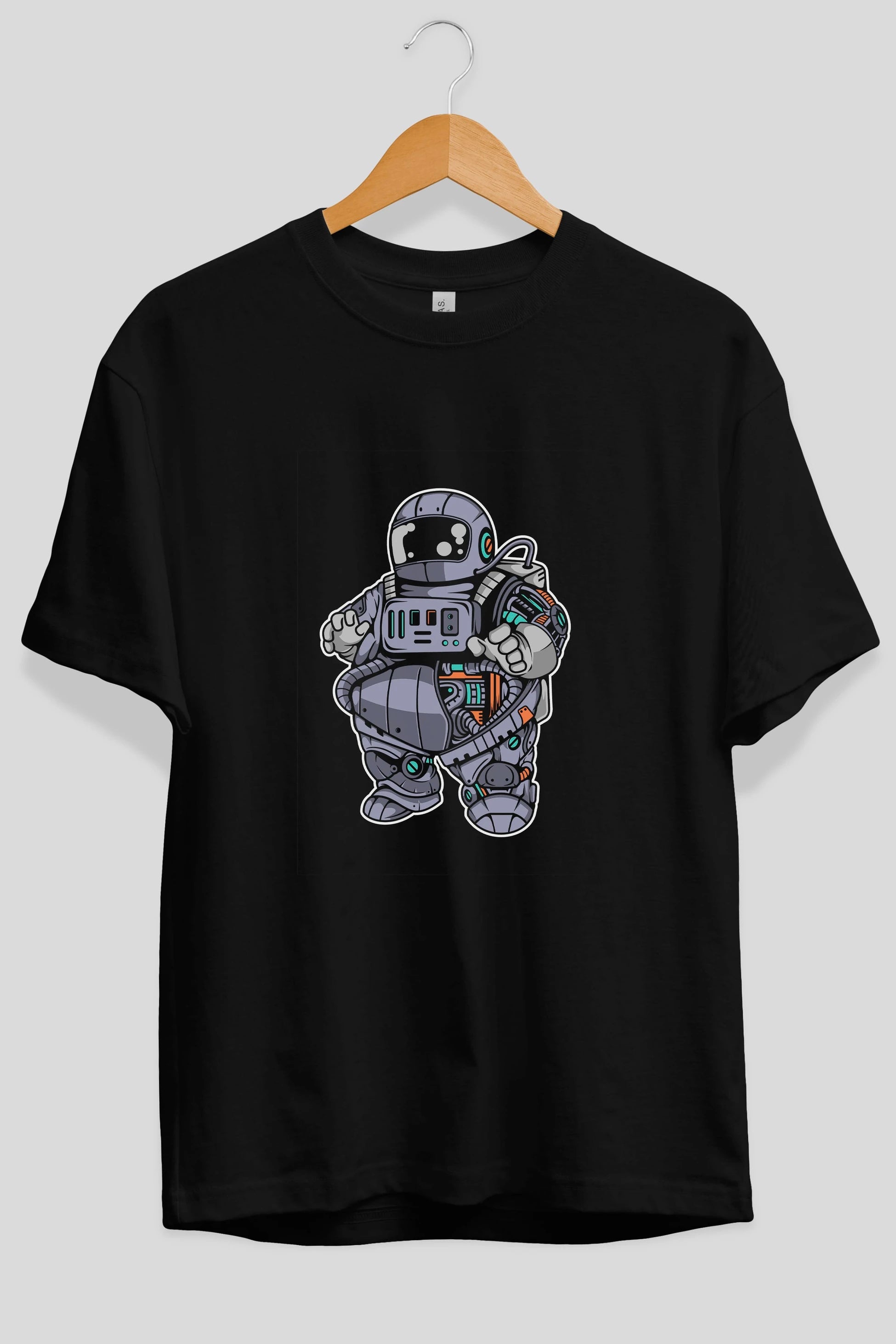 Fat Astronaut Robot Ön Baskılı Oversize t-shirt Erkek Kadın Unisex