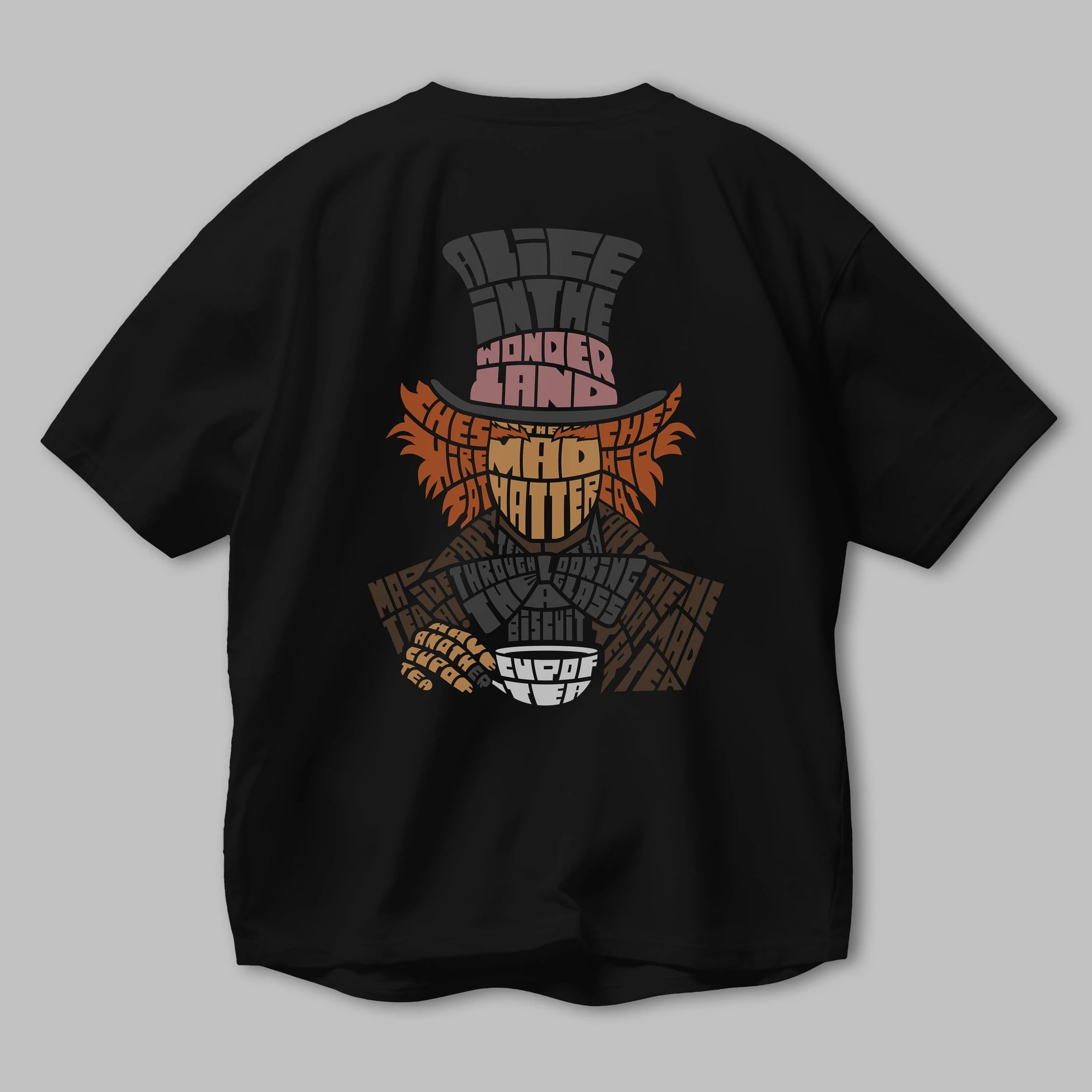 Madhatter Arka Baskılı Oversize t-shirt %100 pamuk Erkek Kadın Unisex