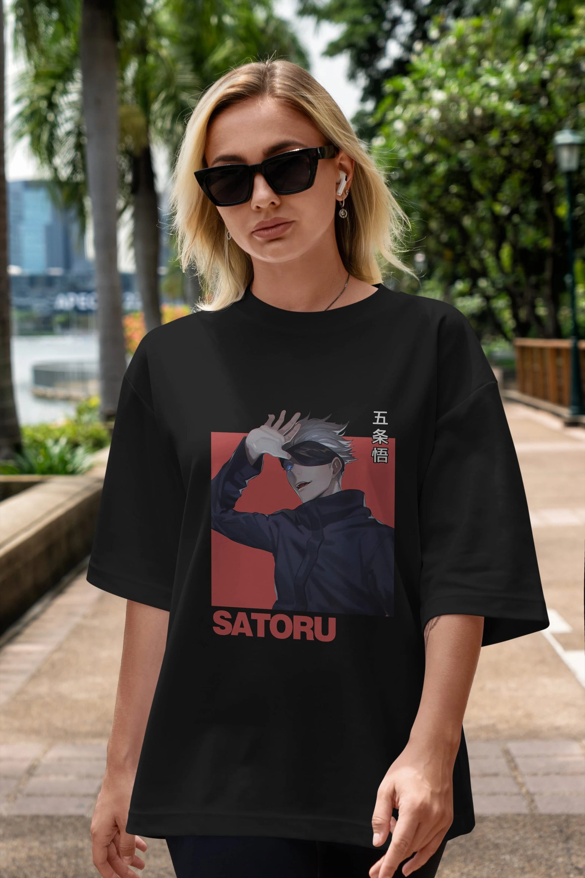 SATORU GOJO 2 Anime Ön Baskılı Oversize t-shirt %100 pamuk Erkek Kadın Unisex