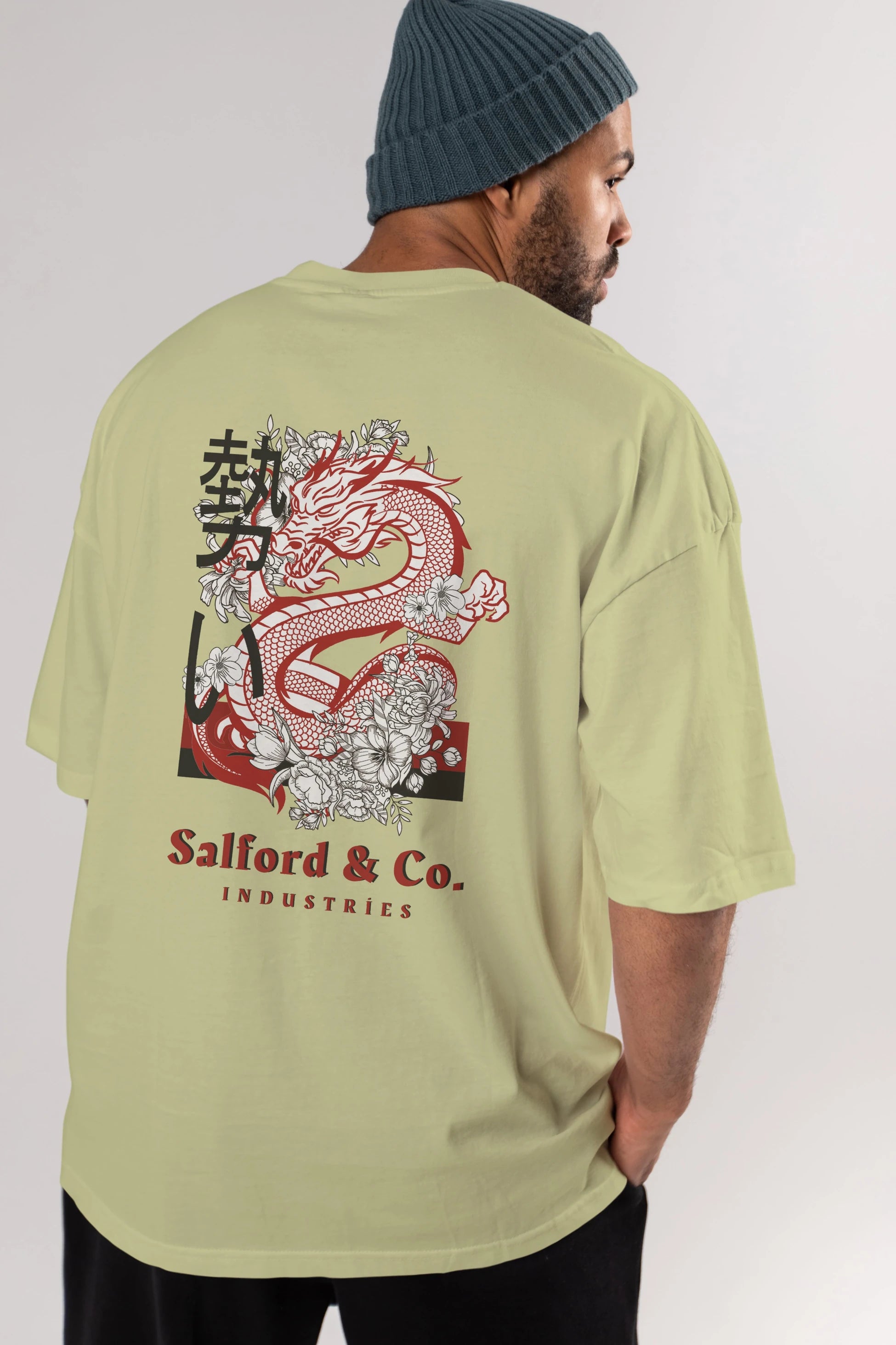 Dragon Arka Baskılı Oversize t-shirt Erkek Kadın Unisex