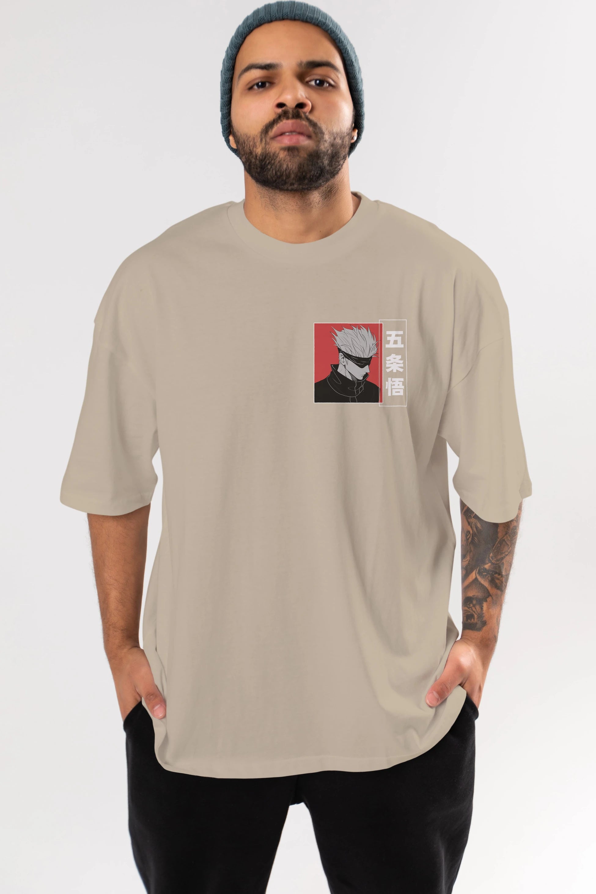 JUJUTSU KAISEN 2 Ön Sol Baskılı Oversize t-shirt Erkek Kadın Unisex %100 Pamuk Bisiklet Yaka tişort