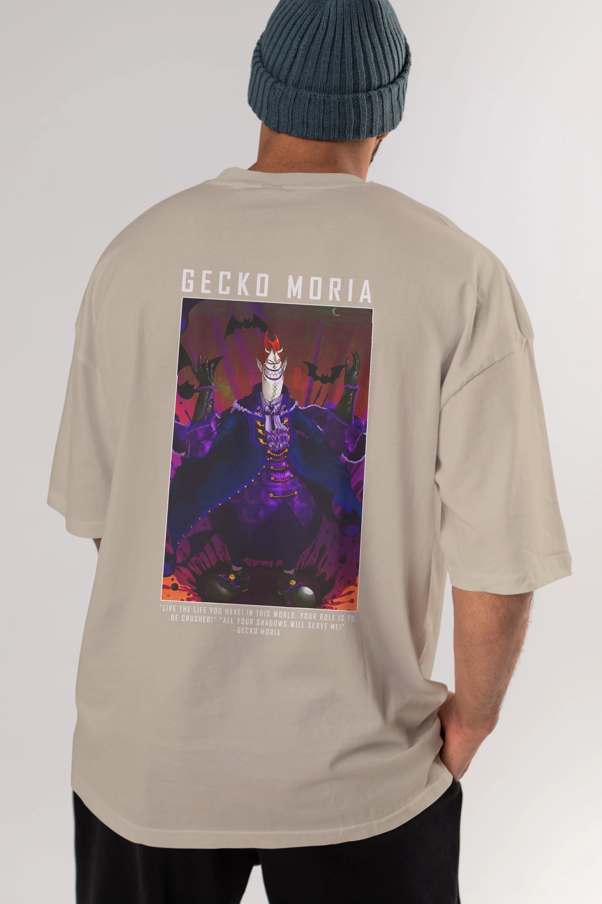 Gecko Moria Anime Arka Baskılı Oversize t-shirt Erkek Kadın Unisex %100 pamuk tişort