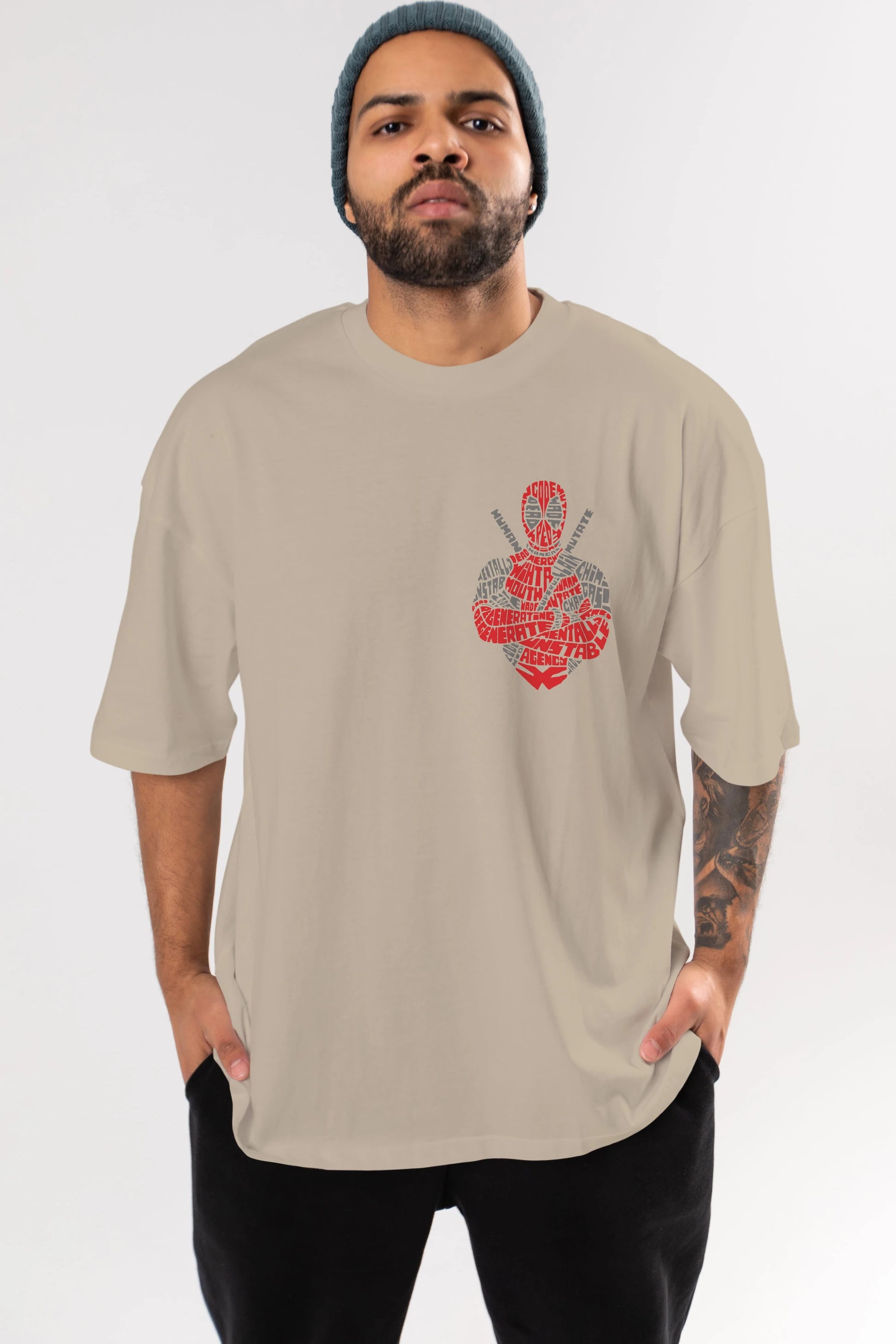 Deadpool (16) Ön Sol Baskılı Oversize t-shirt Erkek Kadın Unisex %100 Pamuk Bisiklet Yaka tişort
