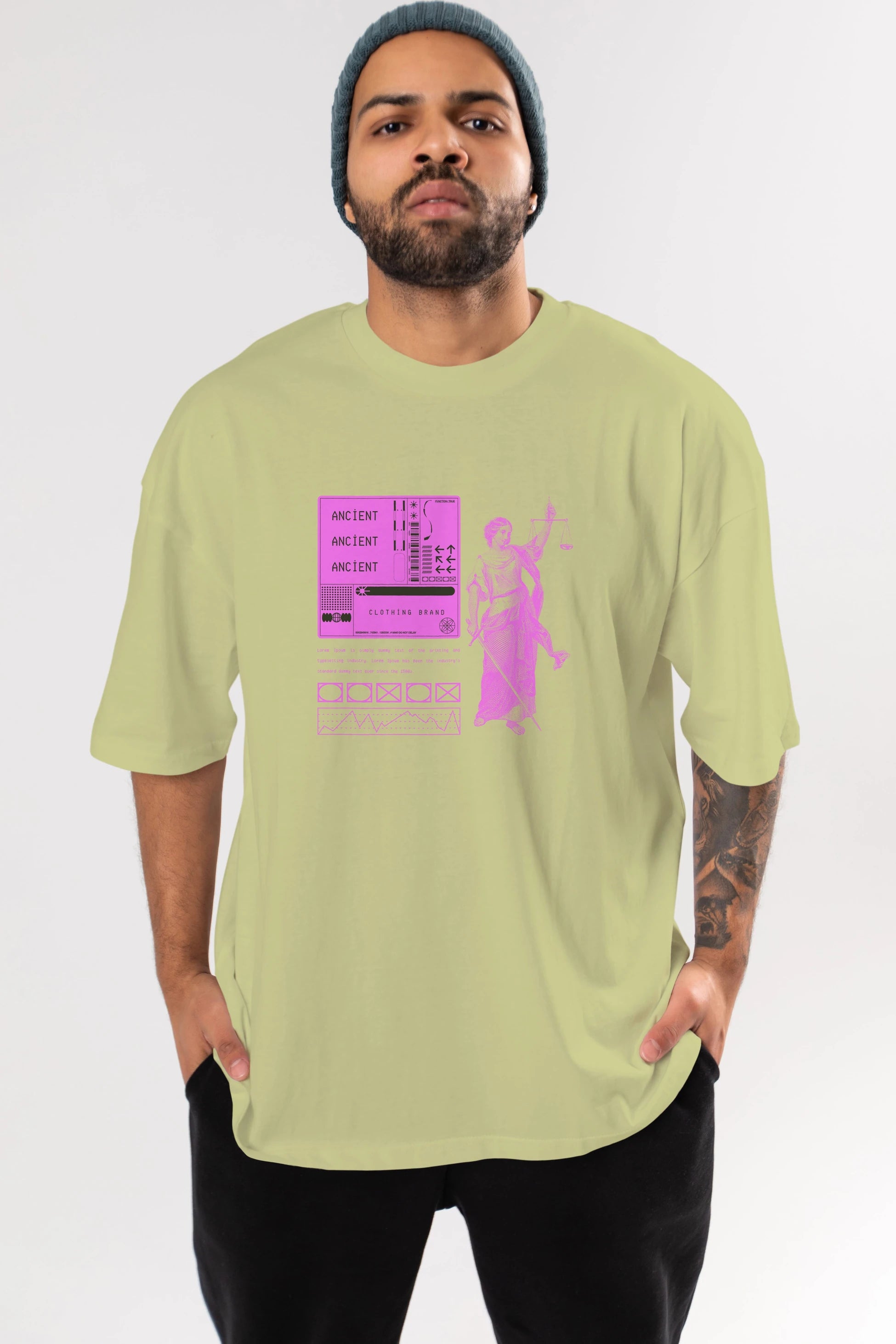 Ancient Streetwear Ön Baskılı Oversize t-shirt Erkek Kadın Unisex