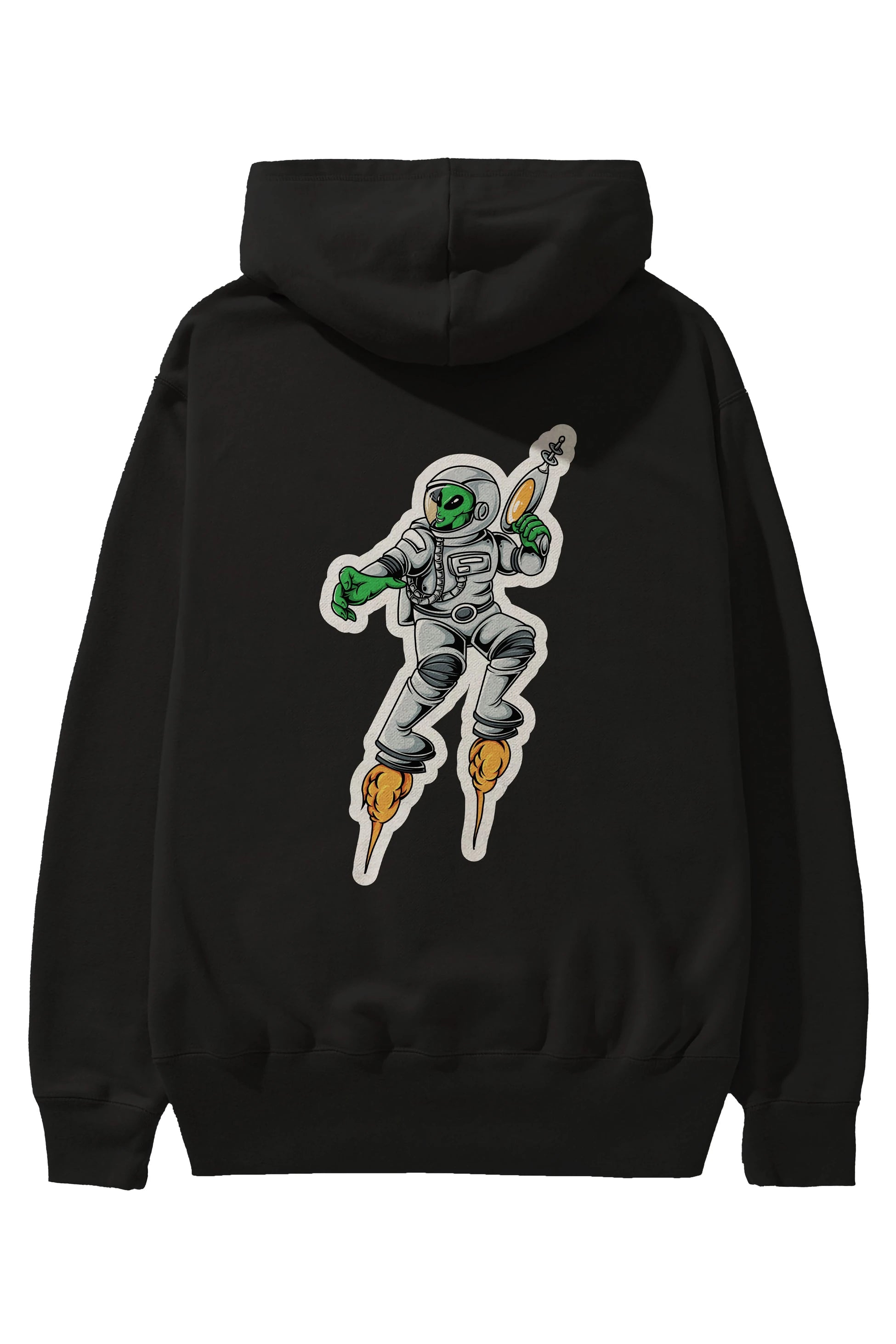 Alien Wars Sticker Arka Baskılı Hoodie Oversize Kapüşonlu Sweatshirt Erkek Kadın Unisex