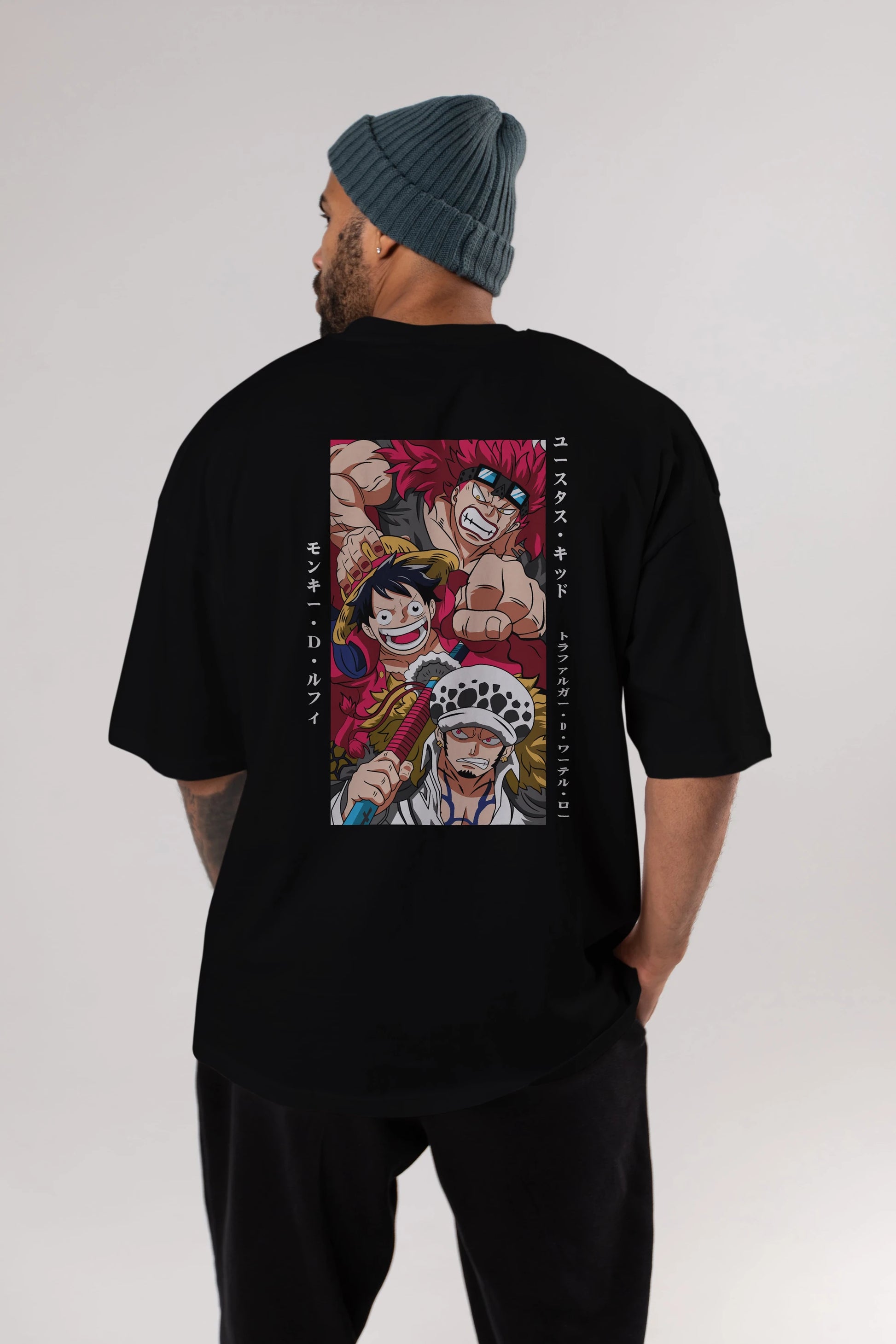 SUPER NOVAS one piece Anime Arka Baskılı Oversize t-shirt Erkek Kadın Unisex