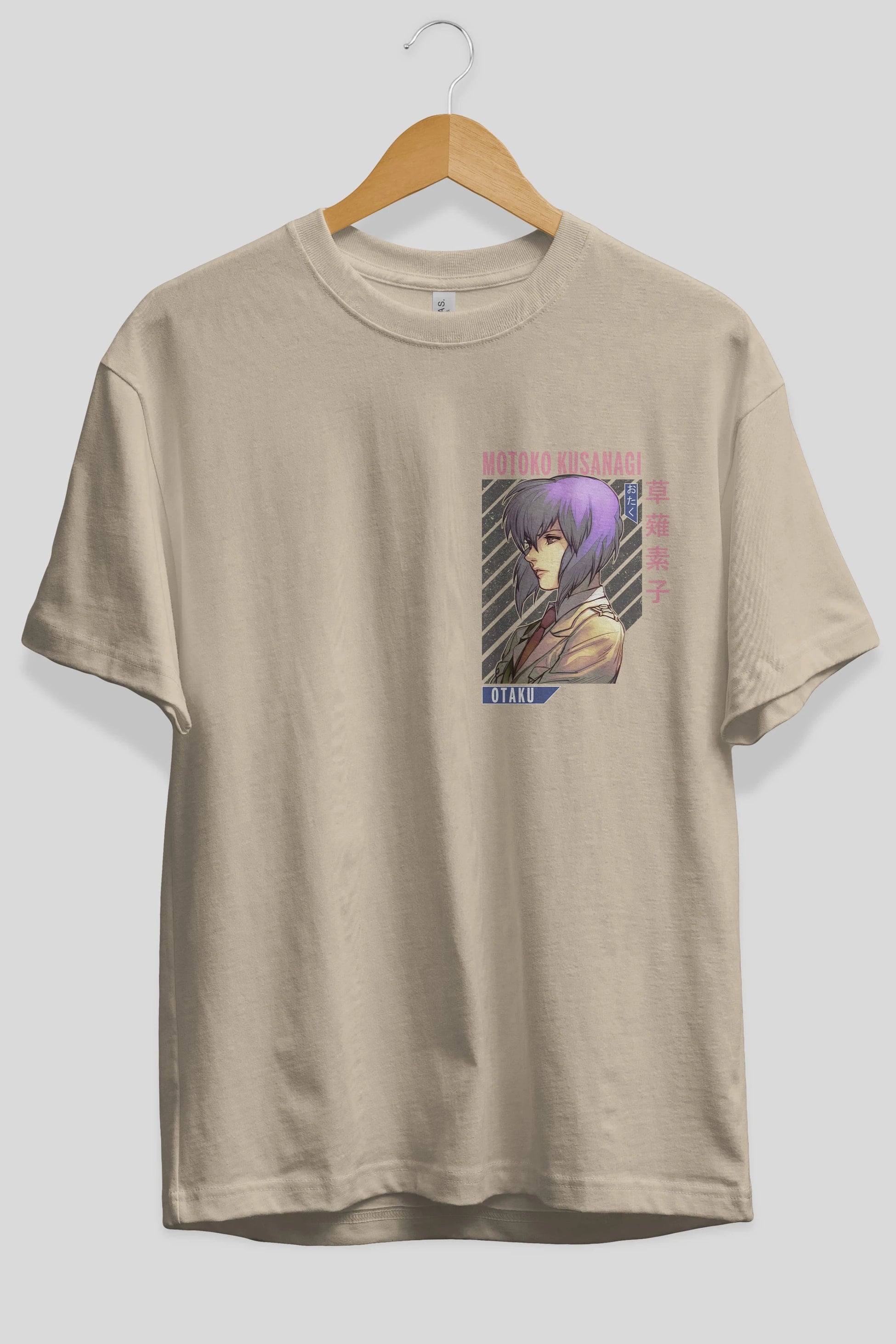 Motoko Kusanagi 4 Ön Sol Baskılı Oversize t-shirt Erkek Kadın Unisex %100 Pamuk Bisiklet Yaka tişort