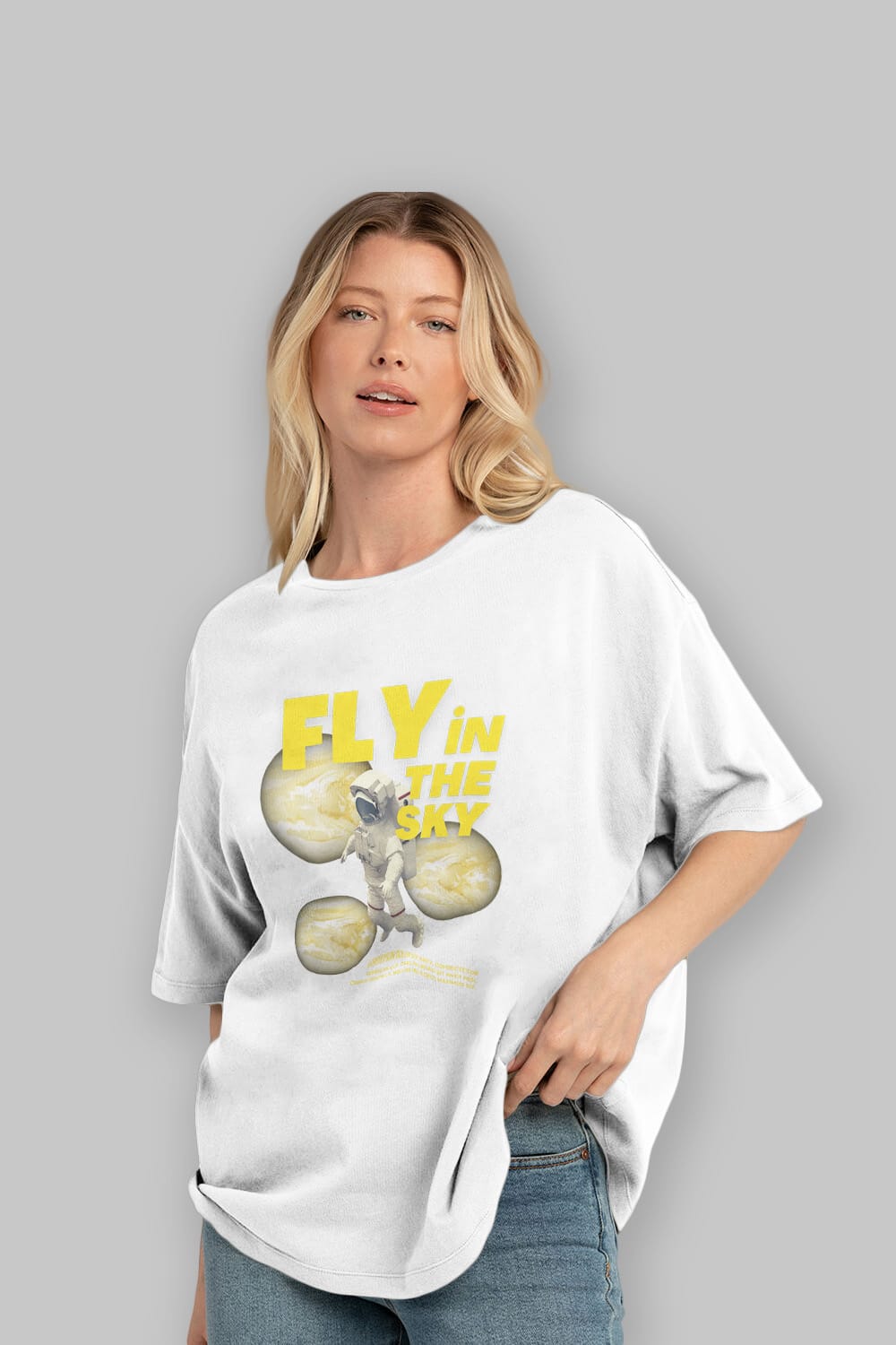 Fly in The Sky Ön Baskılı Oversize t-shirt Erkek Kadın Unisex
