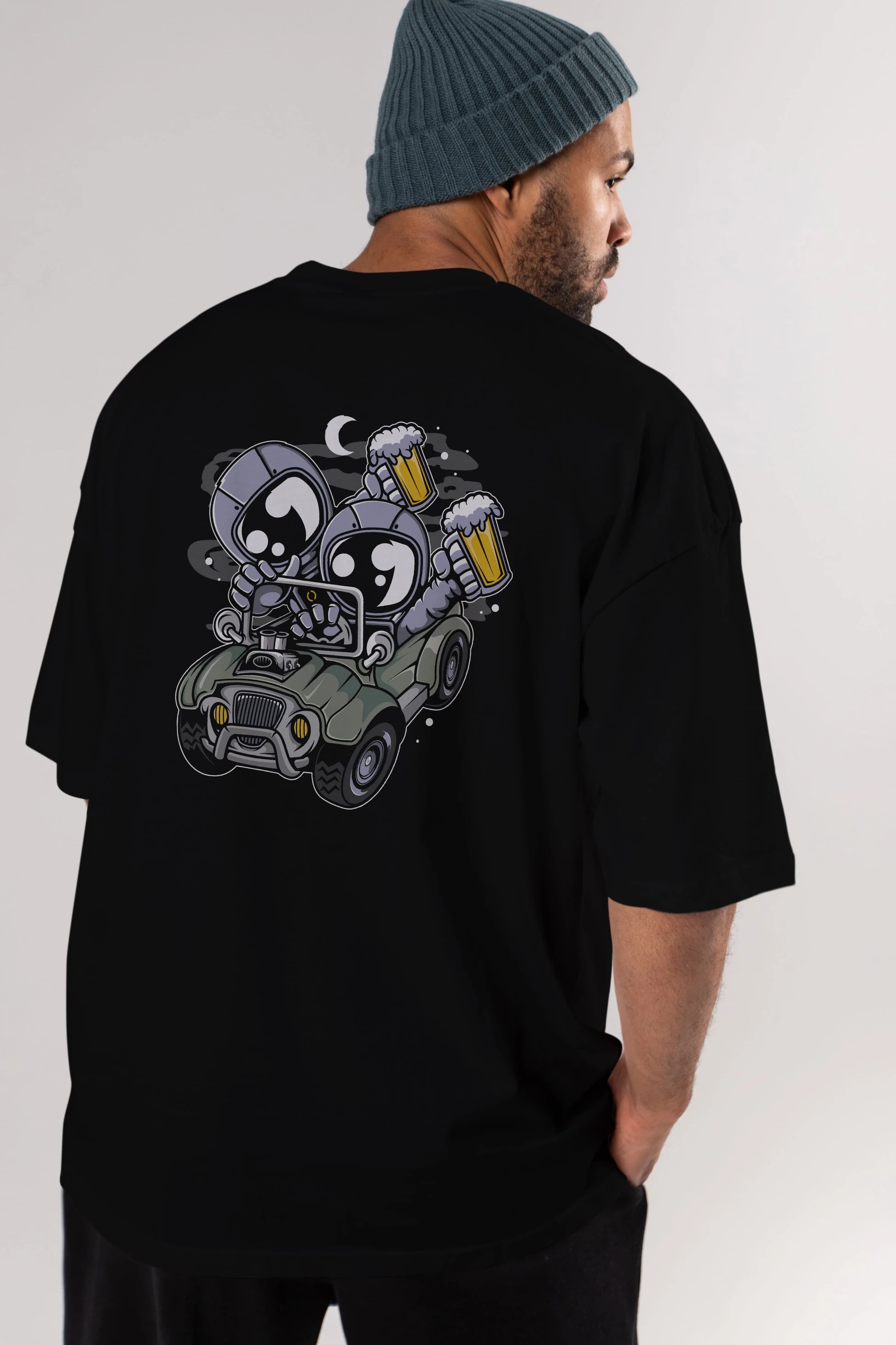 Astronaut Offroad Arka Baskılı Oversize t-shirt Erkek Kadın Unisex