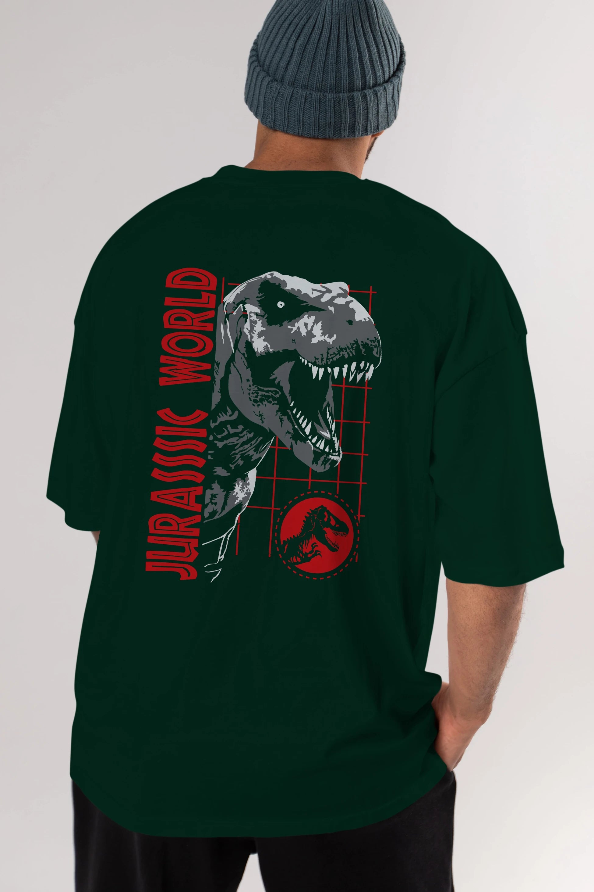 Jurassic Park (2) Arka Baskılı Oversize t-shirt Erkek Kadın Unisex %100 Pamuk Bisiklet Yaka tişort