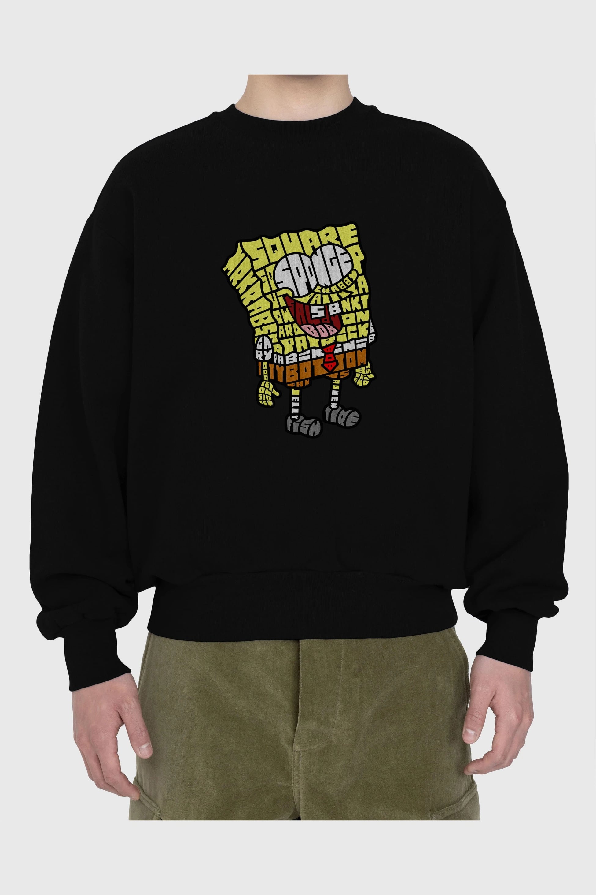 Yellow Sponge Ön Baskılı Oversize Sweatshirt Erkek Kadın Unisex