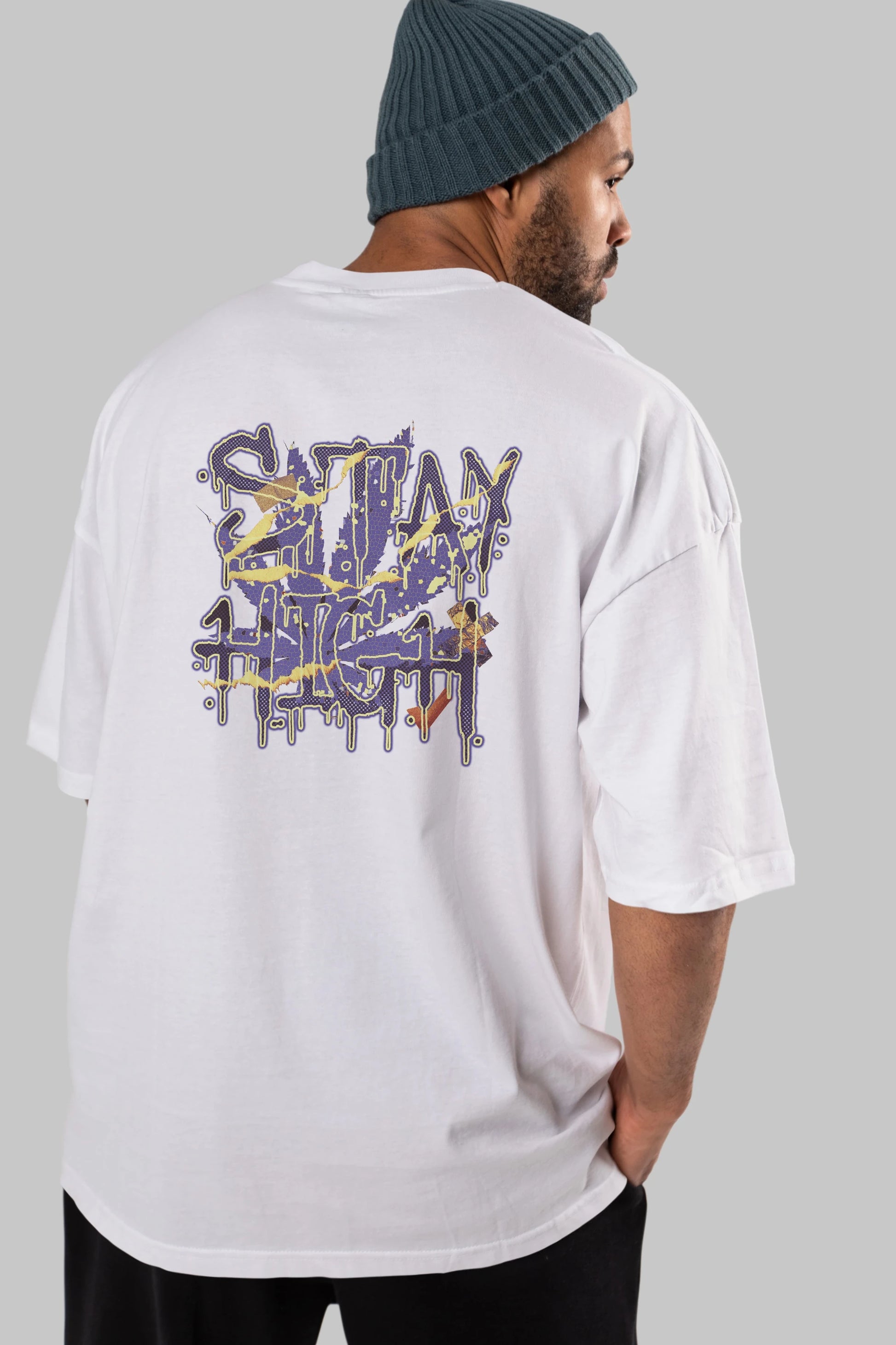 Stay High Arka Baskılı Oversize t-shirt Erkek Kadın Unisex