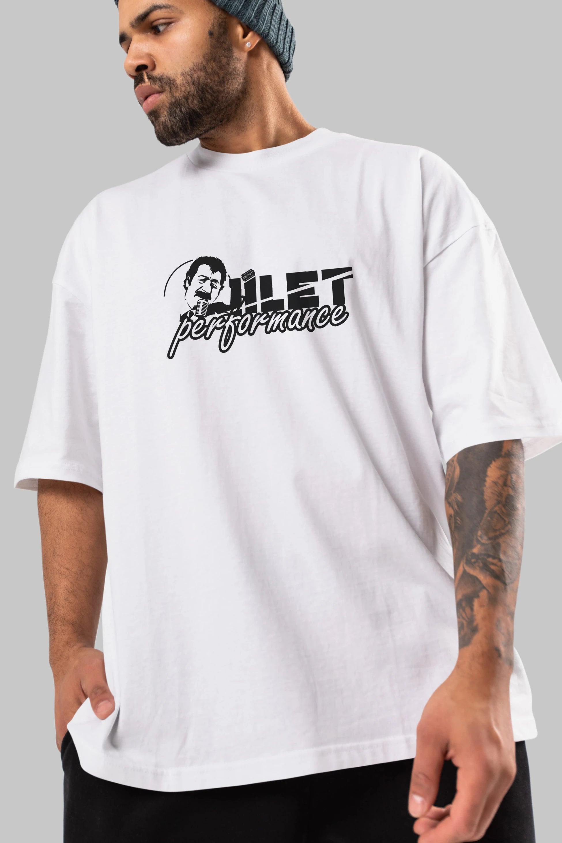 Jilet Performance Ön Baskılı Oversize t-shirt %100 pamuk Erkek Kadın Unisex
