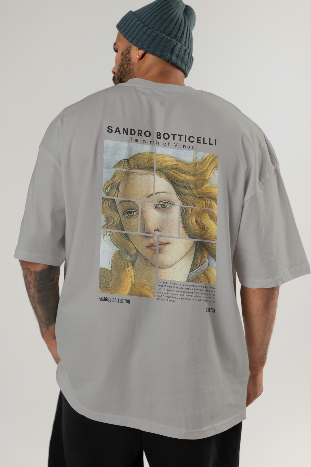 Sandro Botticelli Arka Baskılı Oversize t-shirt Erkek Kadın Bisiklet Yaka Pamuk tişort